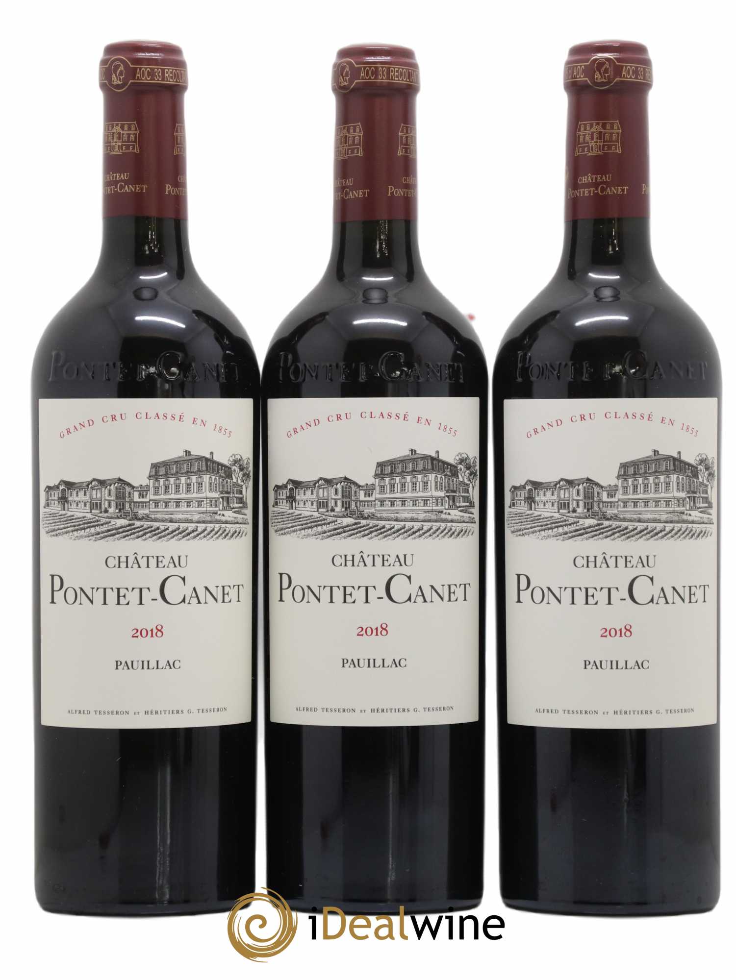 Château Pontet Canet 5ème Grand Cru Classé 2018 - Lot de 3 bouteilles - 0