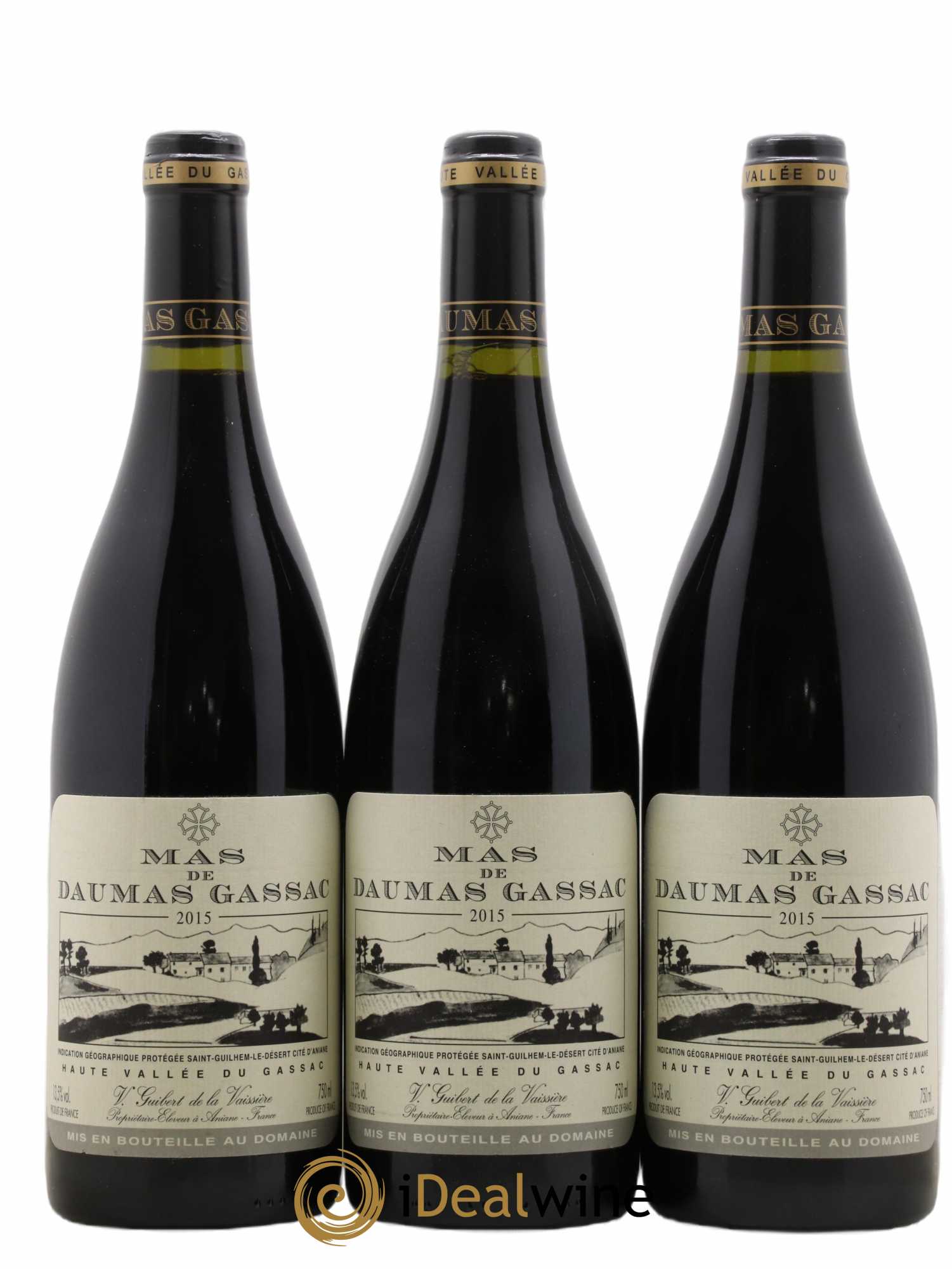 Saint-Guilhem-le-Désert - Cité d'Aniane Mas Daumas Gassac Famille Guibert de La Vaissière 2015 - Lot de 3 bouteilles - 0