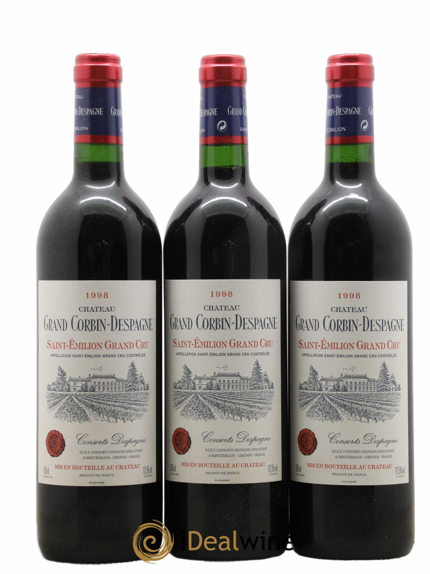 Château Grand Corbin Grand Cru Classé 1998 - Lot de 12 bouteilles - 1