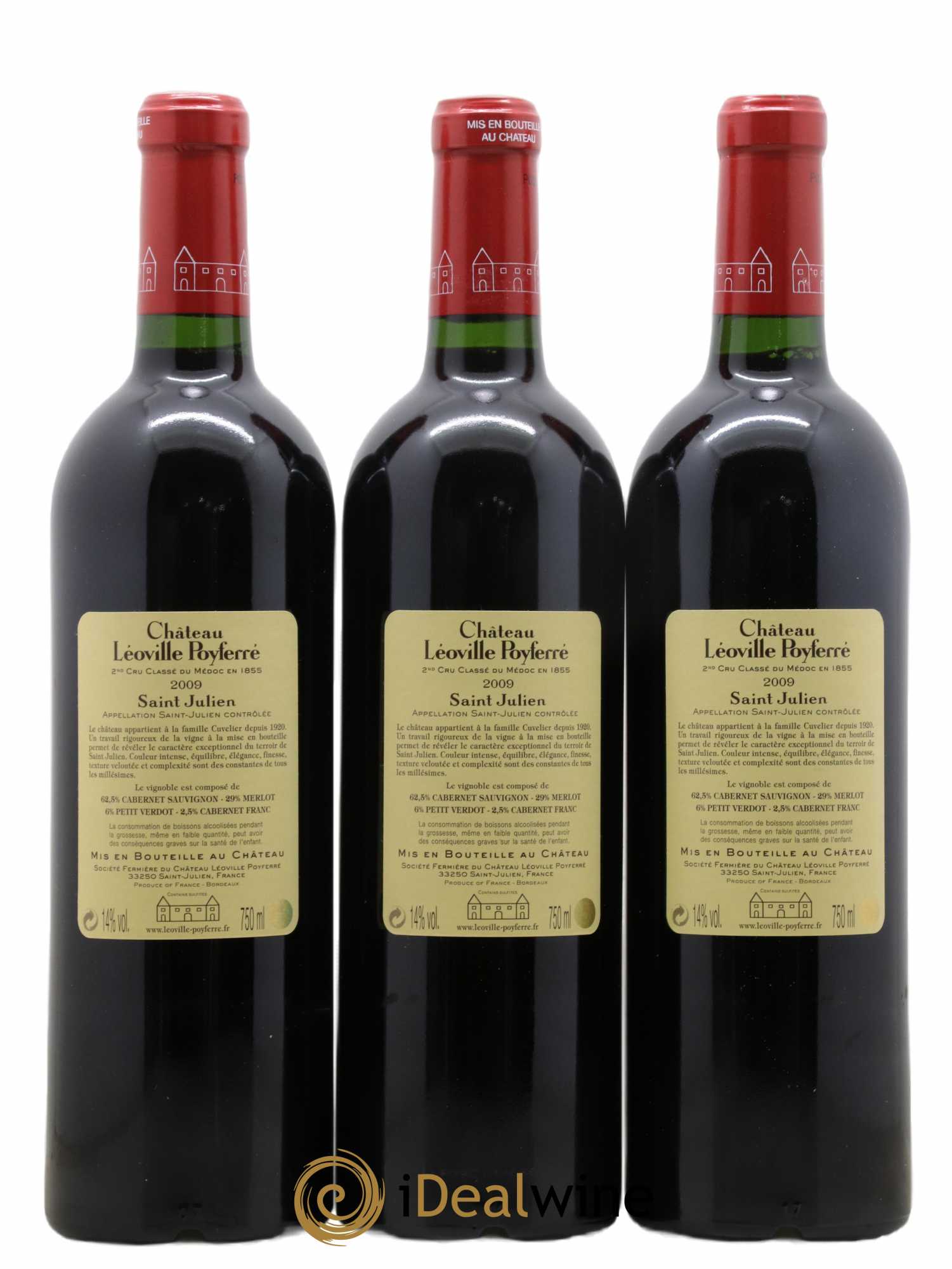 Château Léoville Poyferré 2ème Grand Cru Classé 2009 - Lot de 3 bouteilles - 1