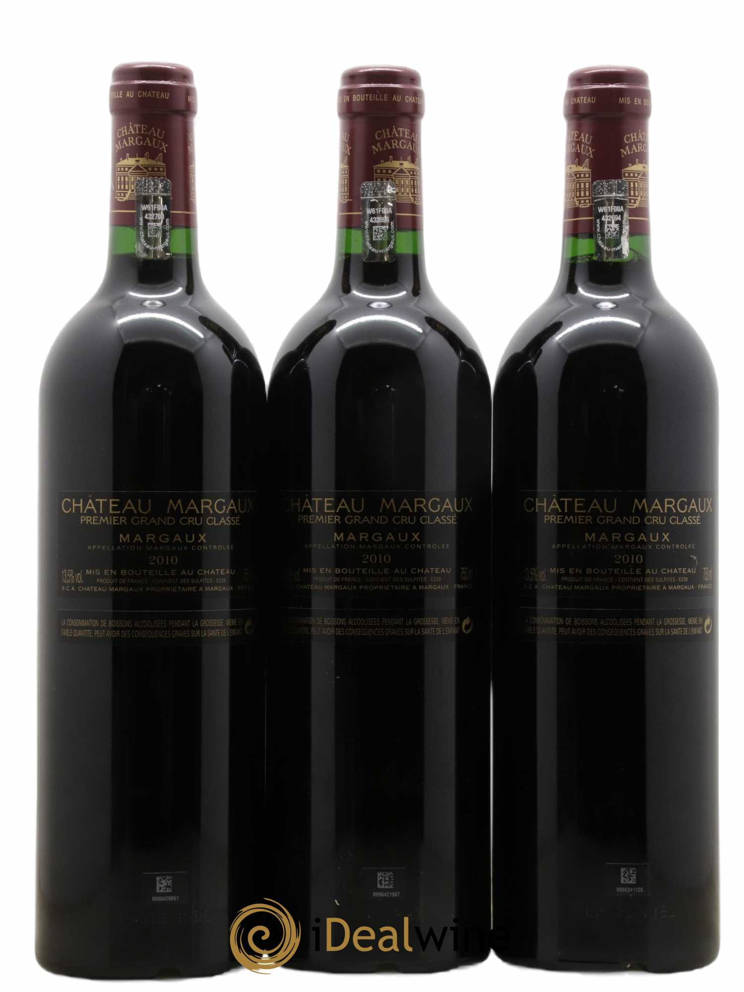 Château Margaux 1er Grand Cru Classé 2010 - Lot de 3 bouteilles - 1