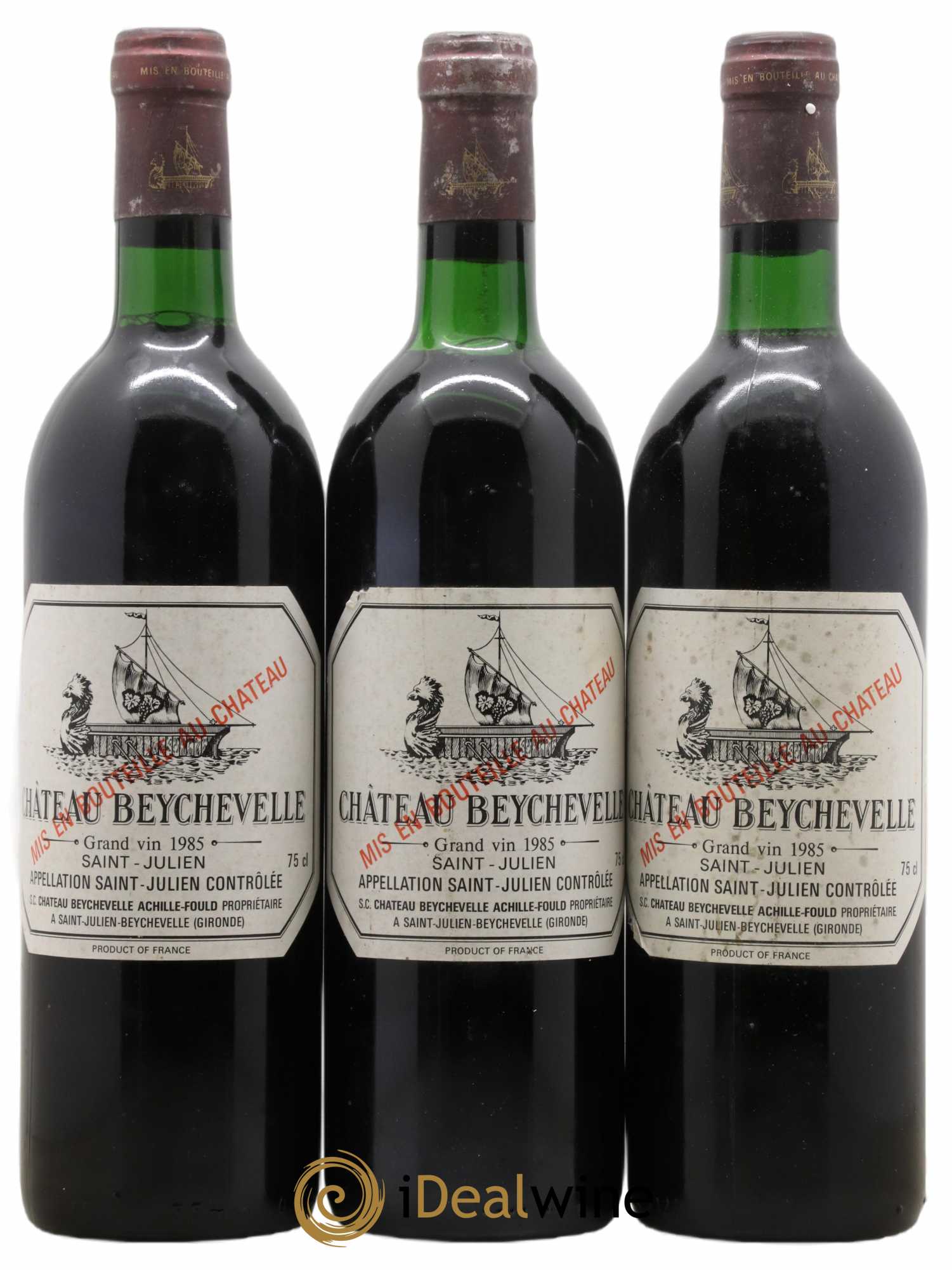 Château Beychevelle 4ème Grand Cru Classé 1985 - Lot de 3 bouteilles - 0