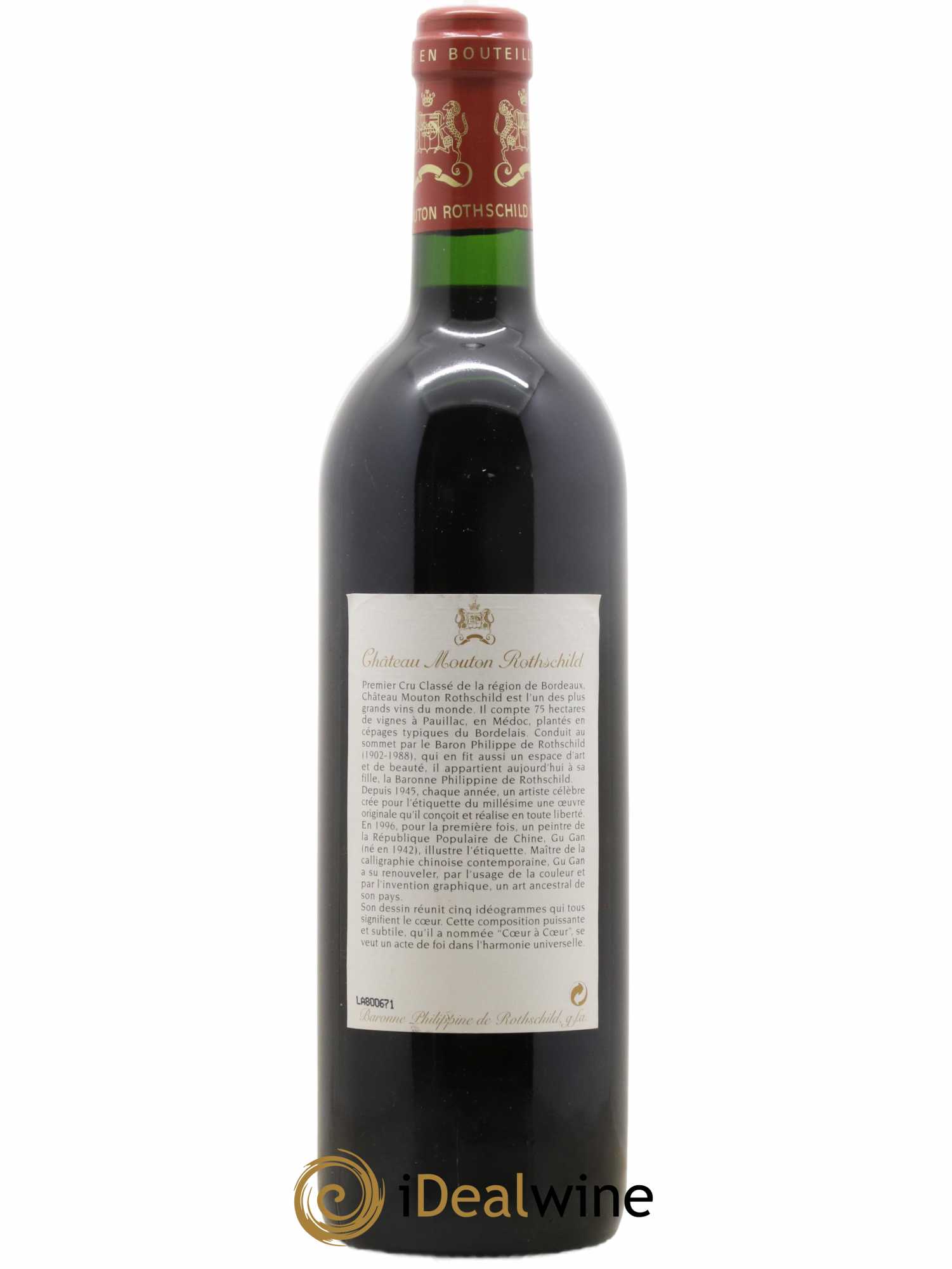 Château Mouton Rothschild 1er Grand Cru Classé 1996 - Lot de 1 bouteille - 1