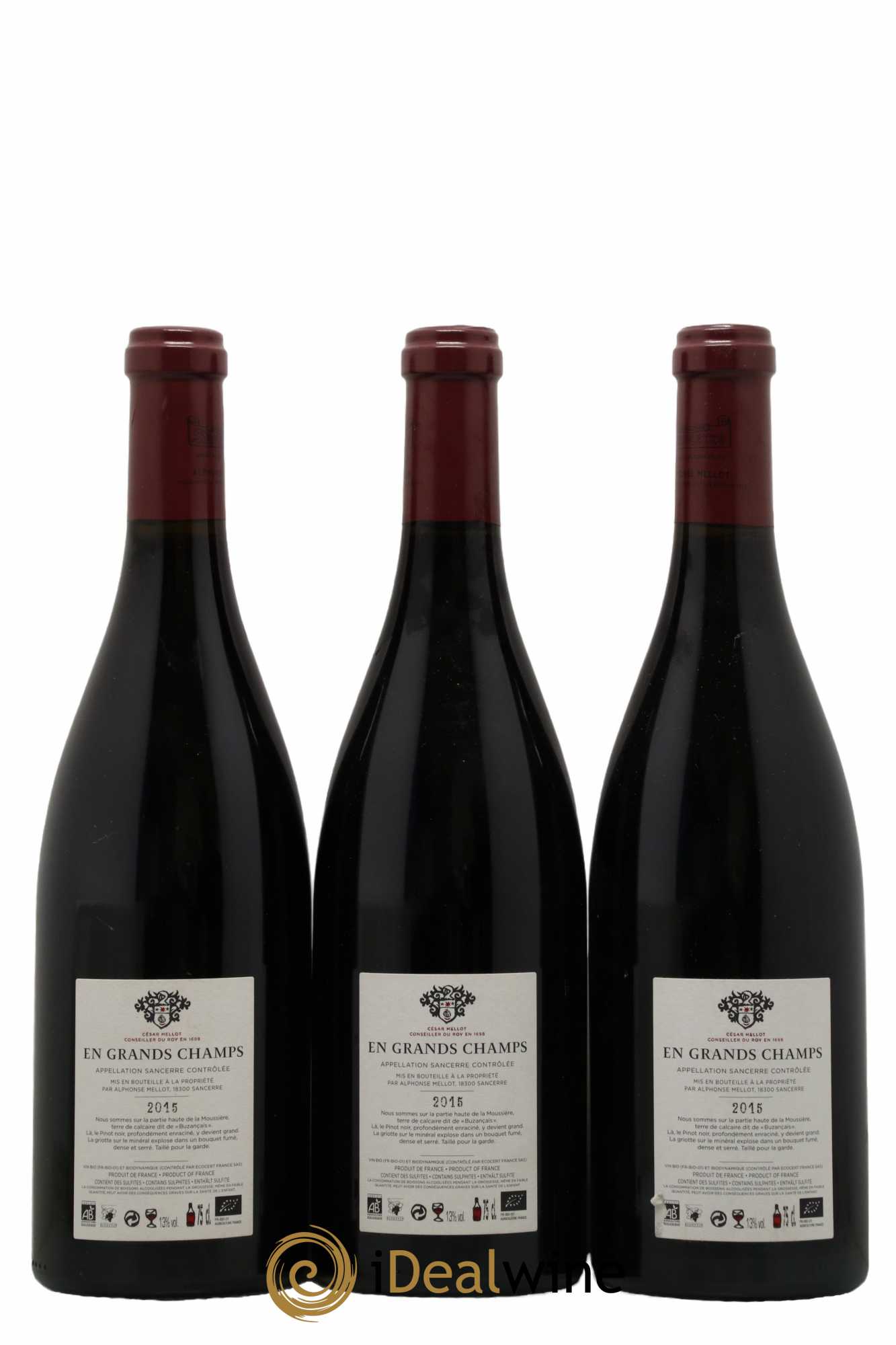 Sancerre En Grands Champs Alphonse Mellot 2015 - Lot de 3 bouteilles - 1