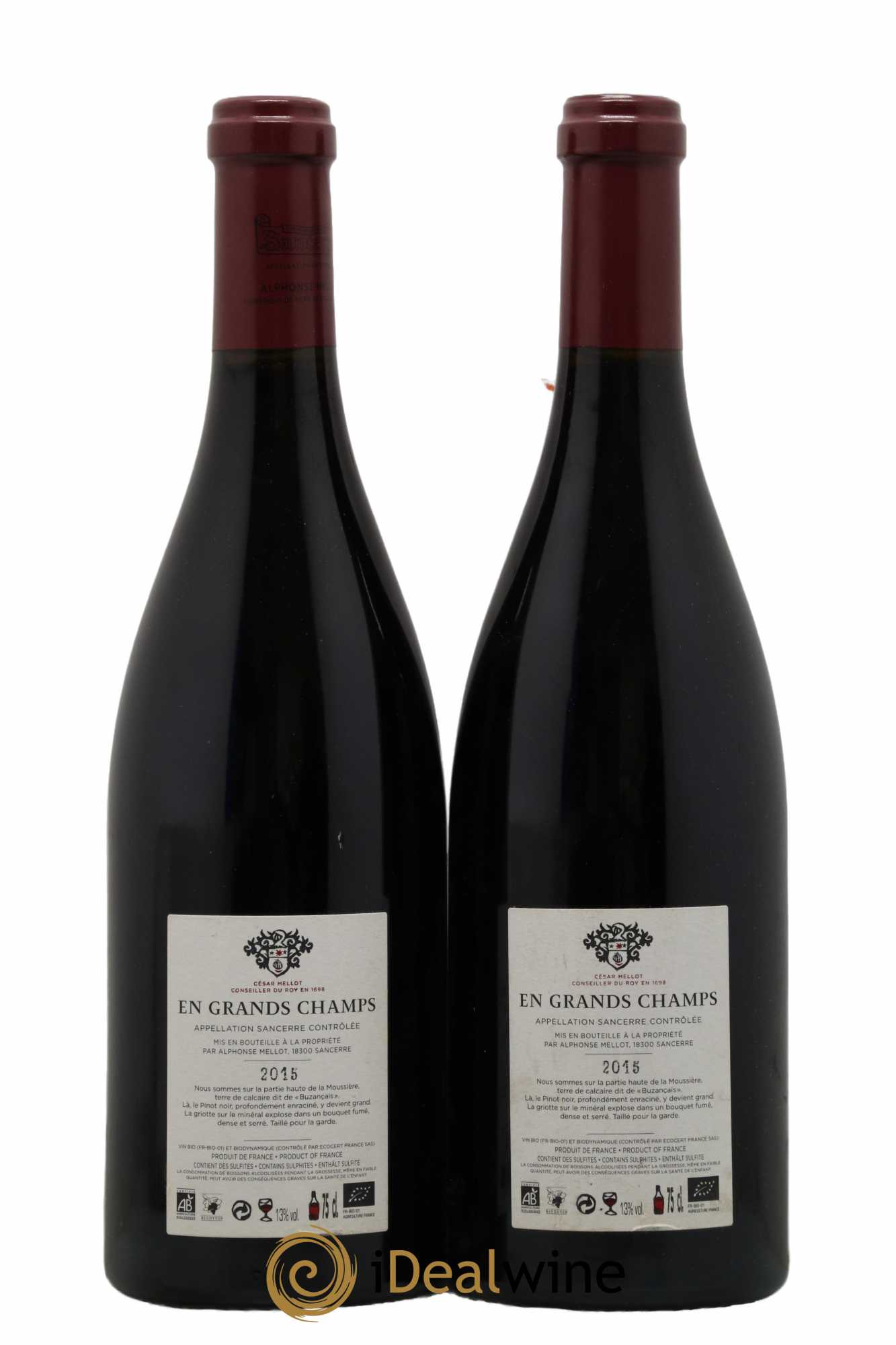 Sancerre En Grands Champs Alphonse Mellot 2015 - Lot de 2 bouteilles - 1