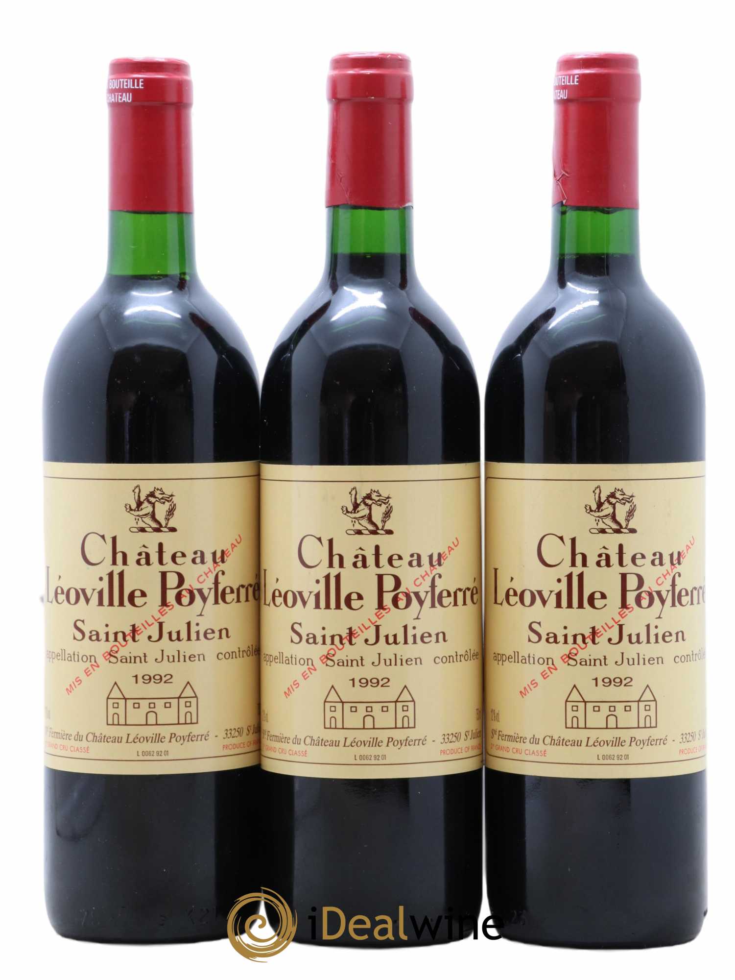 Château Léoville Poyferré 2ème Grand Cru Classé 1992 - Lot de 3 bouteilles - 0