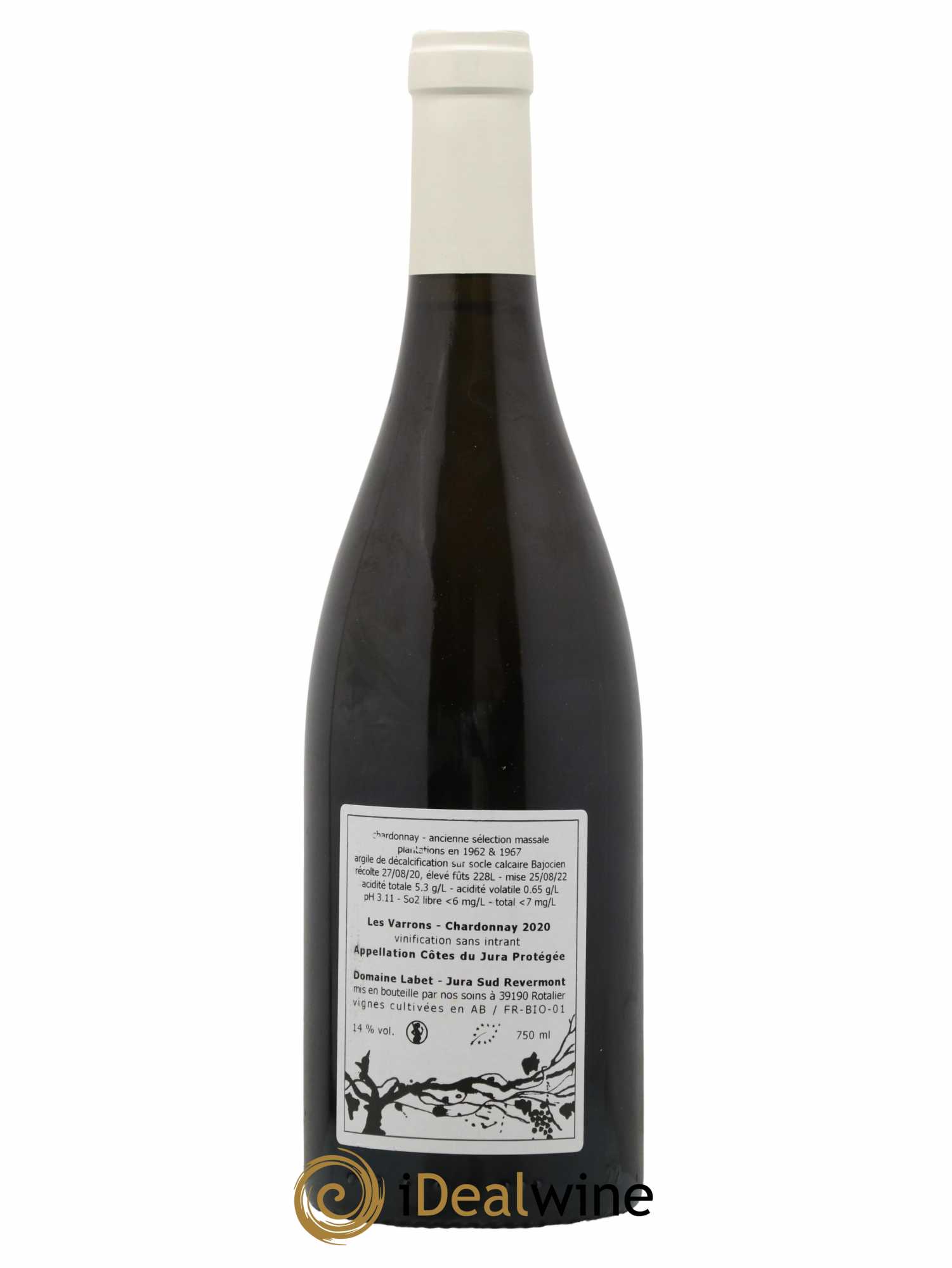 Côtes du Jura Chardonnay Les Varrons Romain - Julien - Charline Labet 2020 - Lot de 1 bouteille - 1