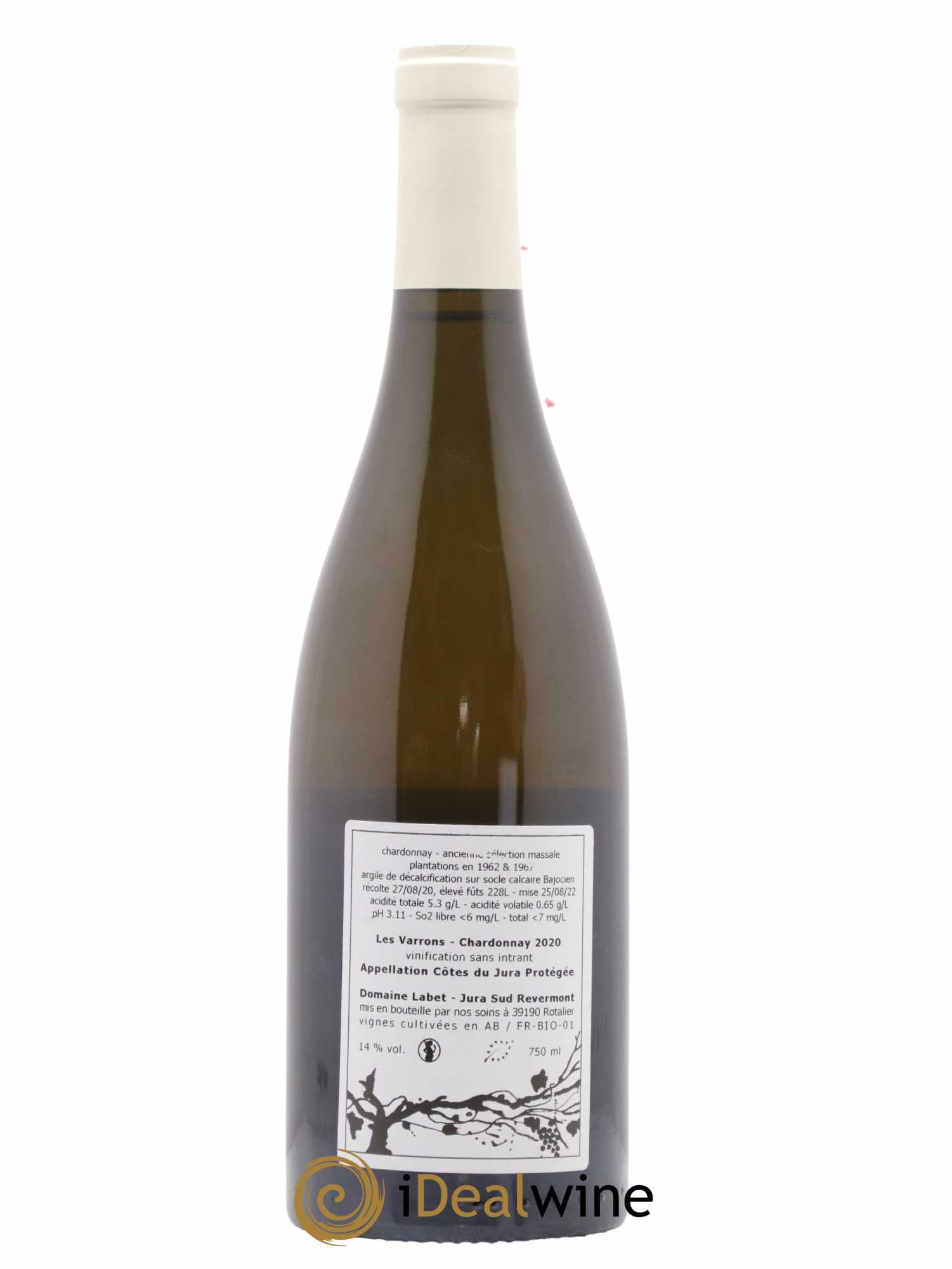 Côtes du Jura Chardonnay Les Varrons Romain - Julien - Charline Labet 2020 - Lot de 1 bouteille - 1