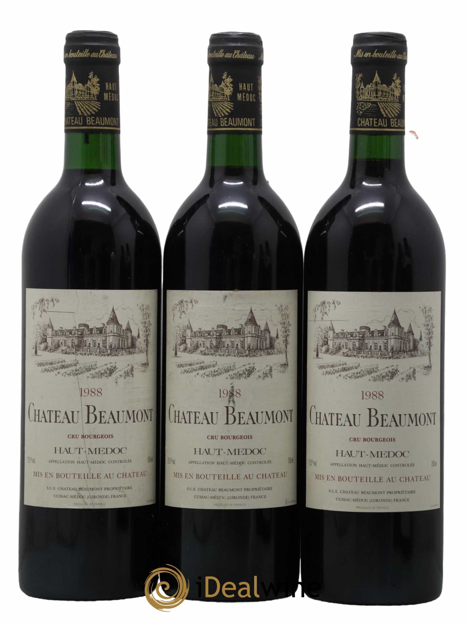 Château Beaumont Cru Bourgeois 1988 - Lot de 3 bouteilles - 0