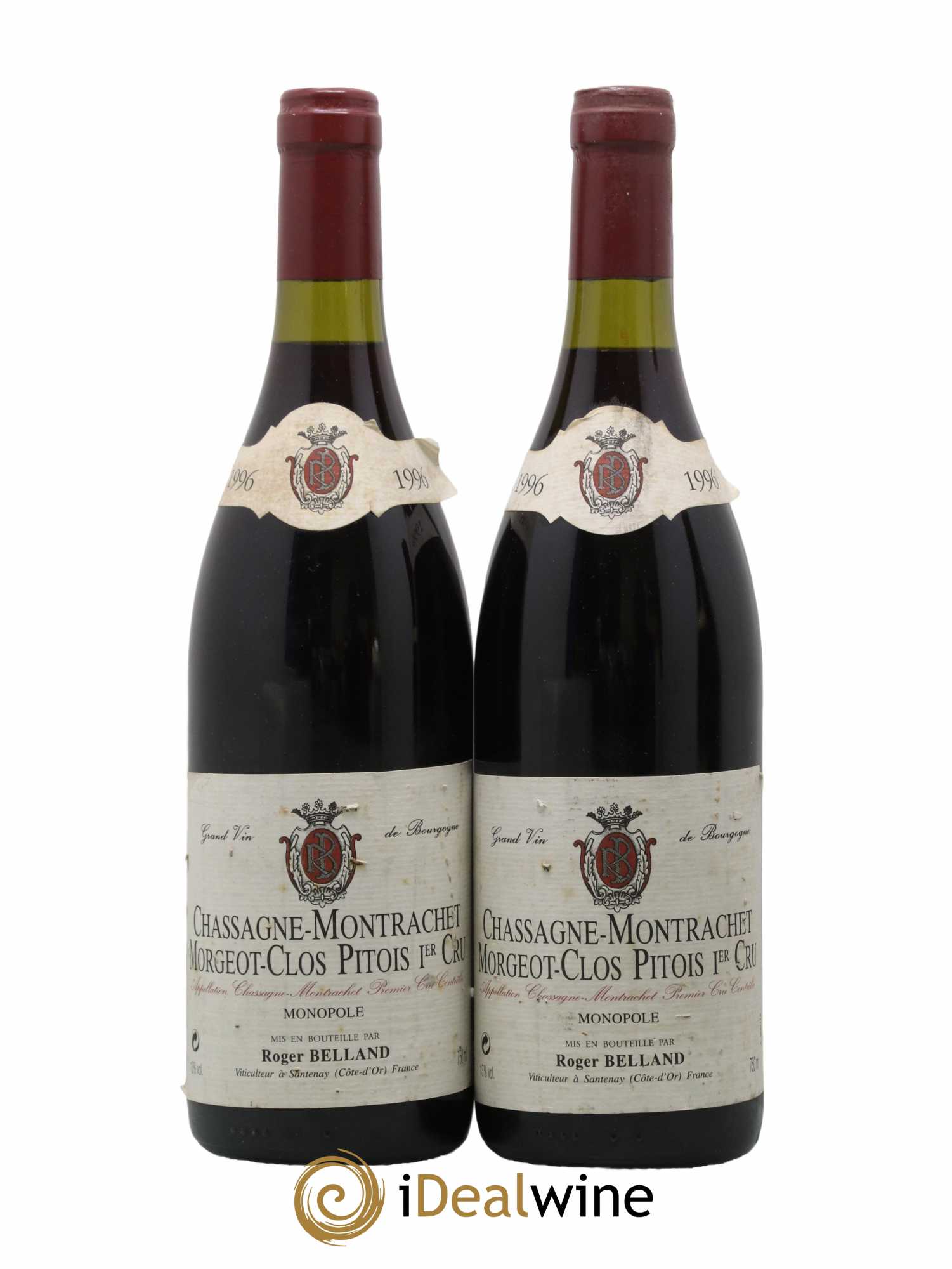 Chassagne-Montrachet 1er Cru Morgeot-Clos Pitois Domaine Roger Belland 1996 - Lot de 2 bouteilles - 0
