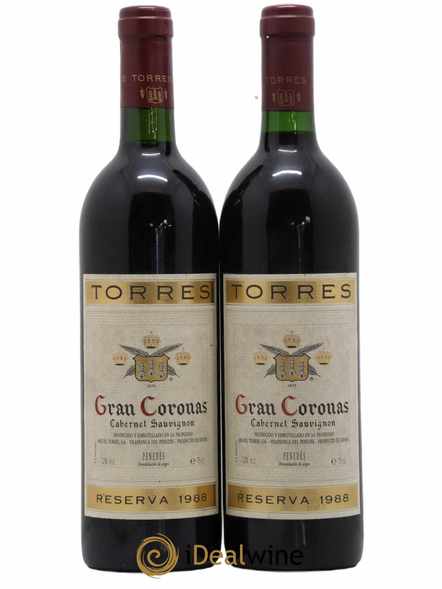 Penedes Gran Coronas Cabernet Sauvignon Reserva Torres 1988 - Posten von 2 Flaschen - 0