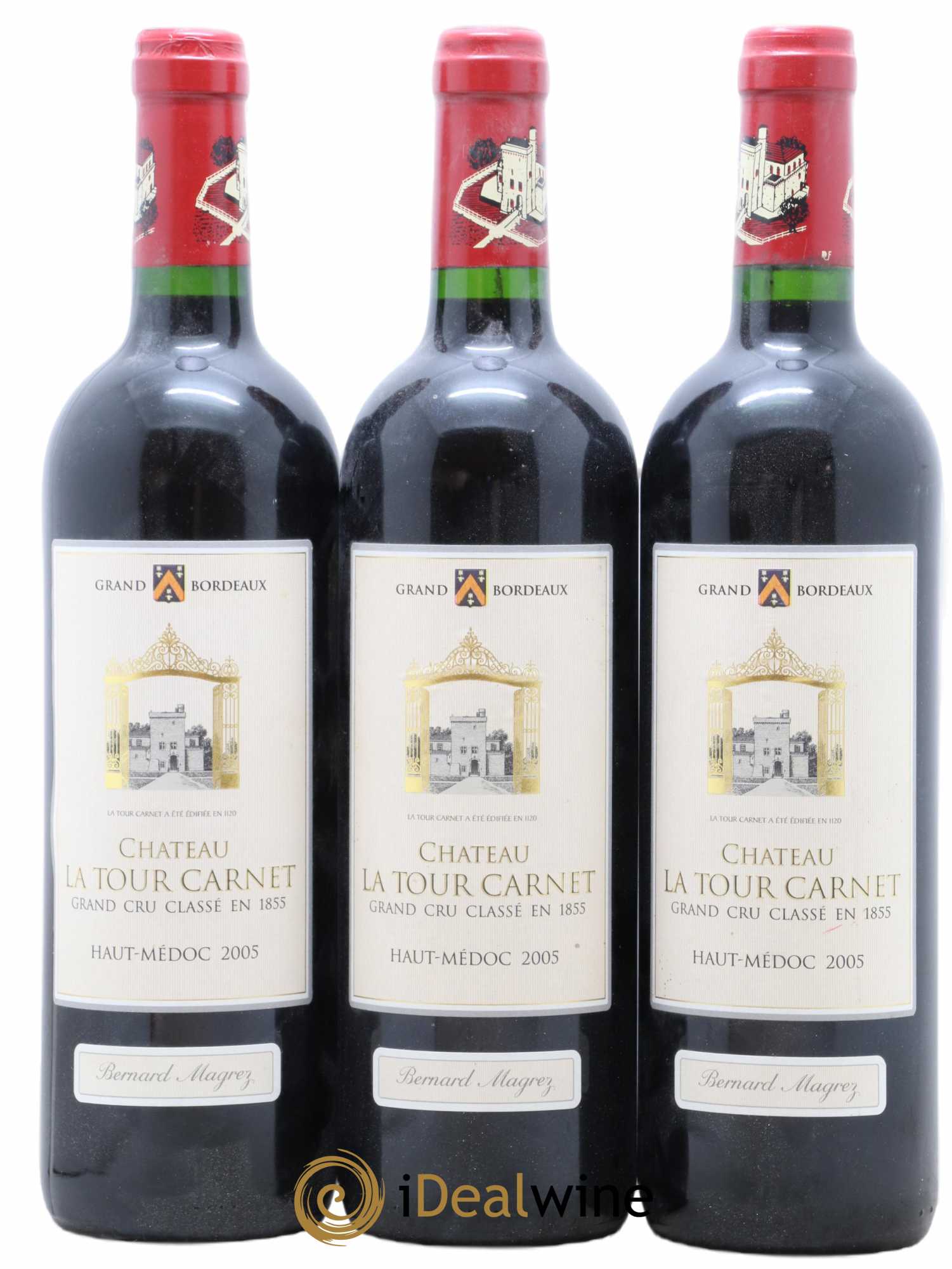 Château la Tour Carnet 4ème Grand Cru Classé 2005 - Lot de 3 bouteilles - 0
