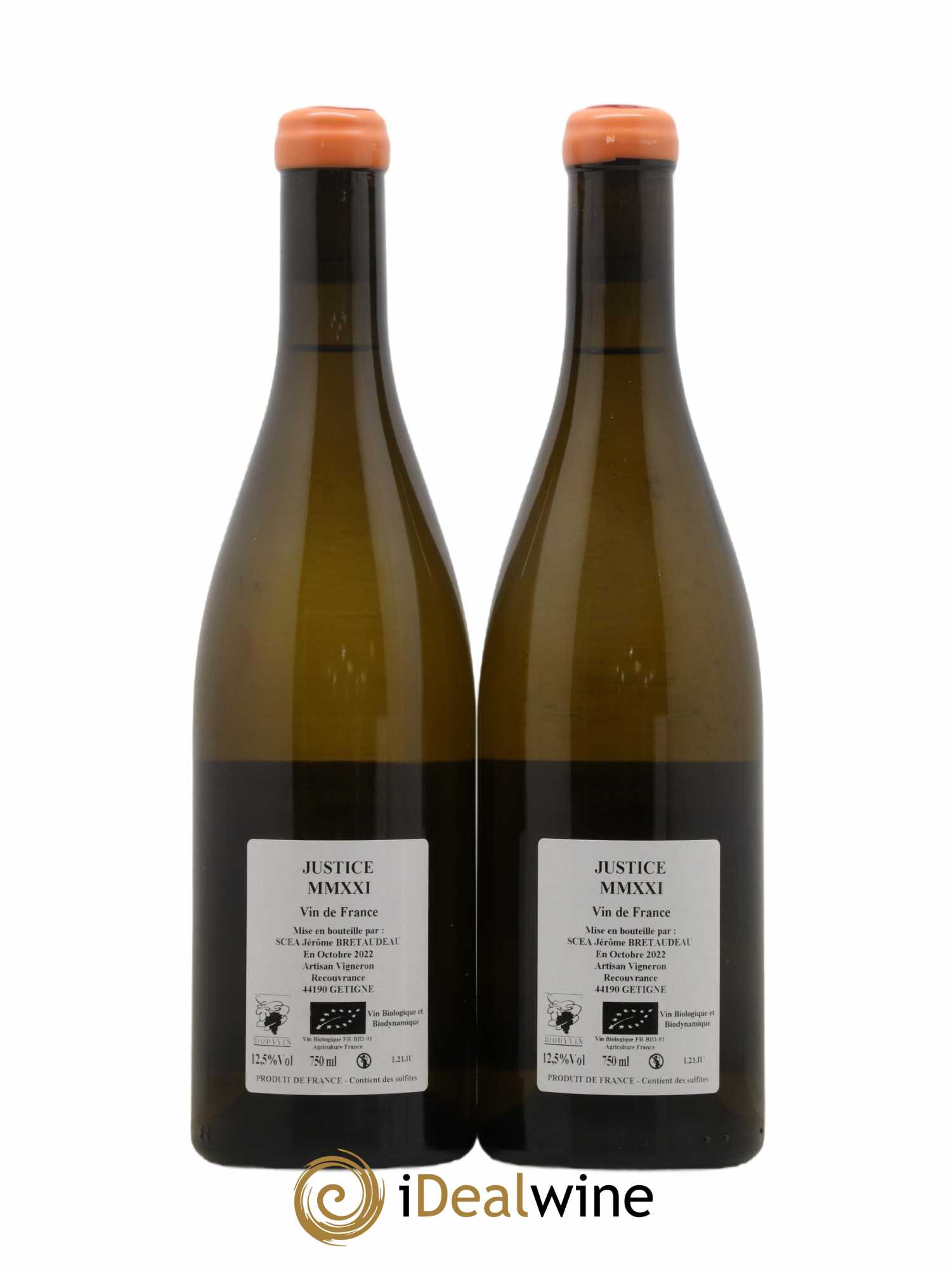 Muscadet-Sèvre-et-Maine Justice Jérôme Bretaudeau - Bellevue (Domaine de) 2021 - Lot de 2 bouteilles - 1