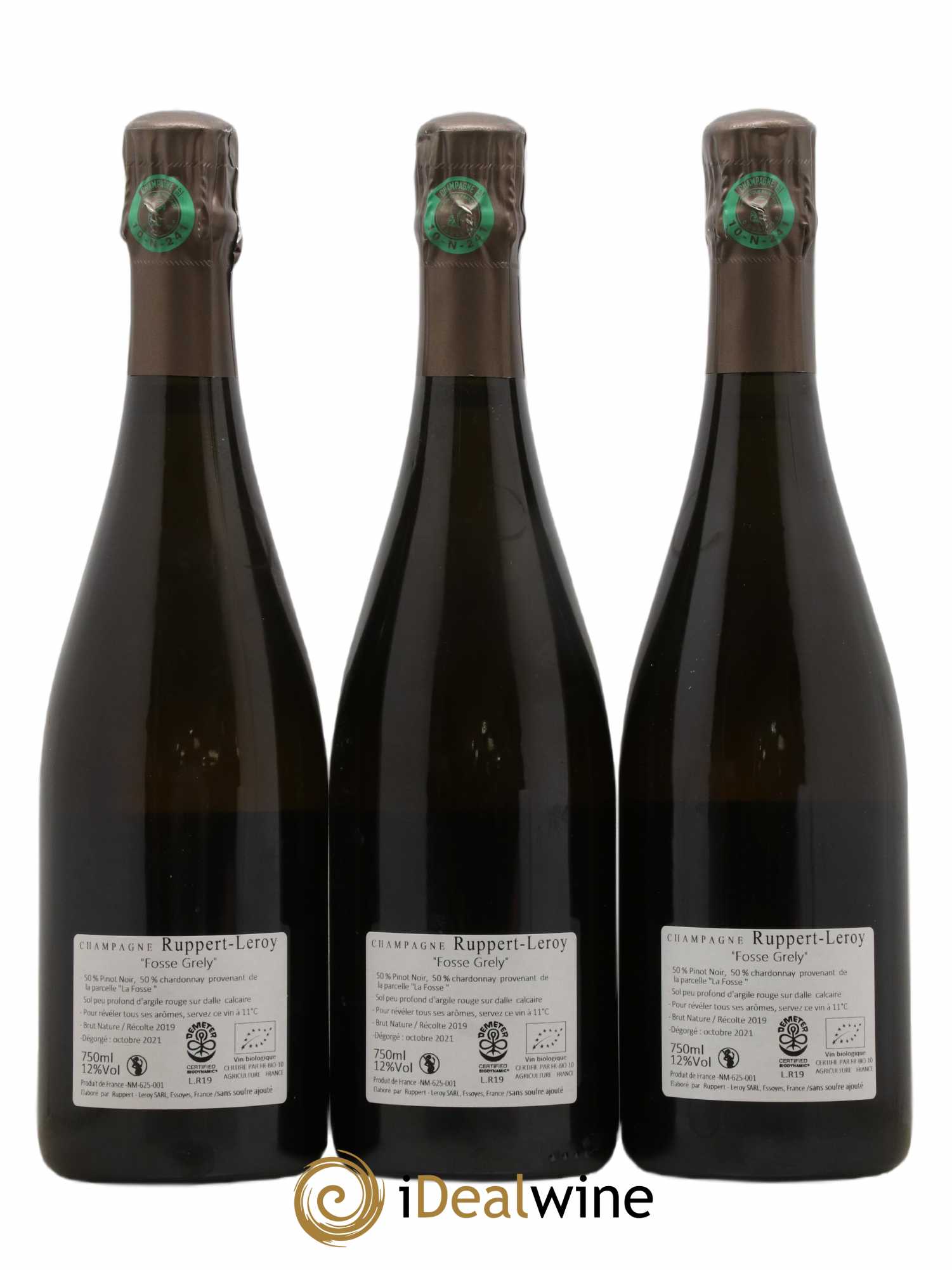 Fosse-Grely Brut Nature Ruppert-Leroy 2019 - Lot de 3 bouteilles - 1