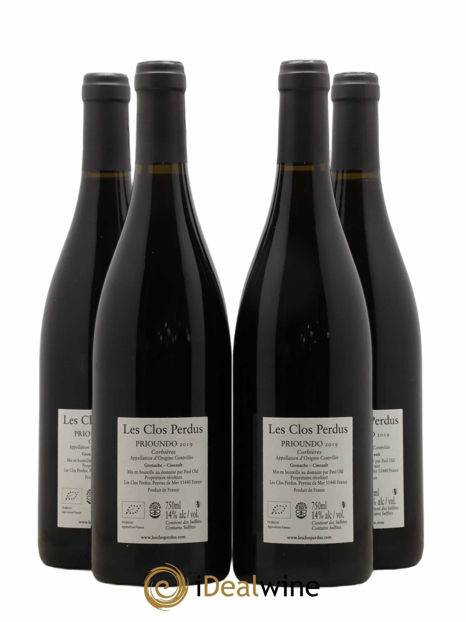 Corbières Les Clos Perdus  Prioundo  (no reserve) 2019 - Lot of 4 bottles - 1