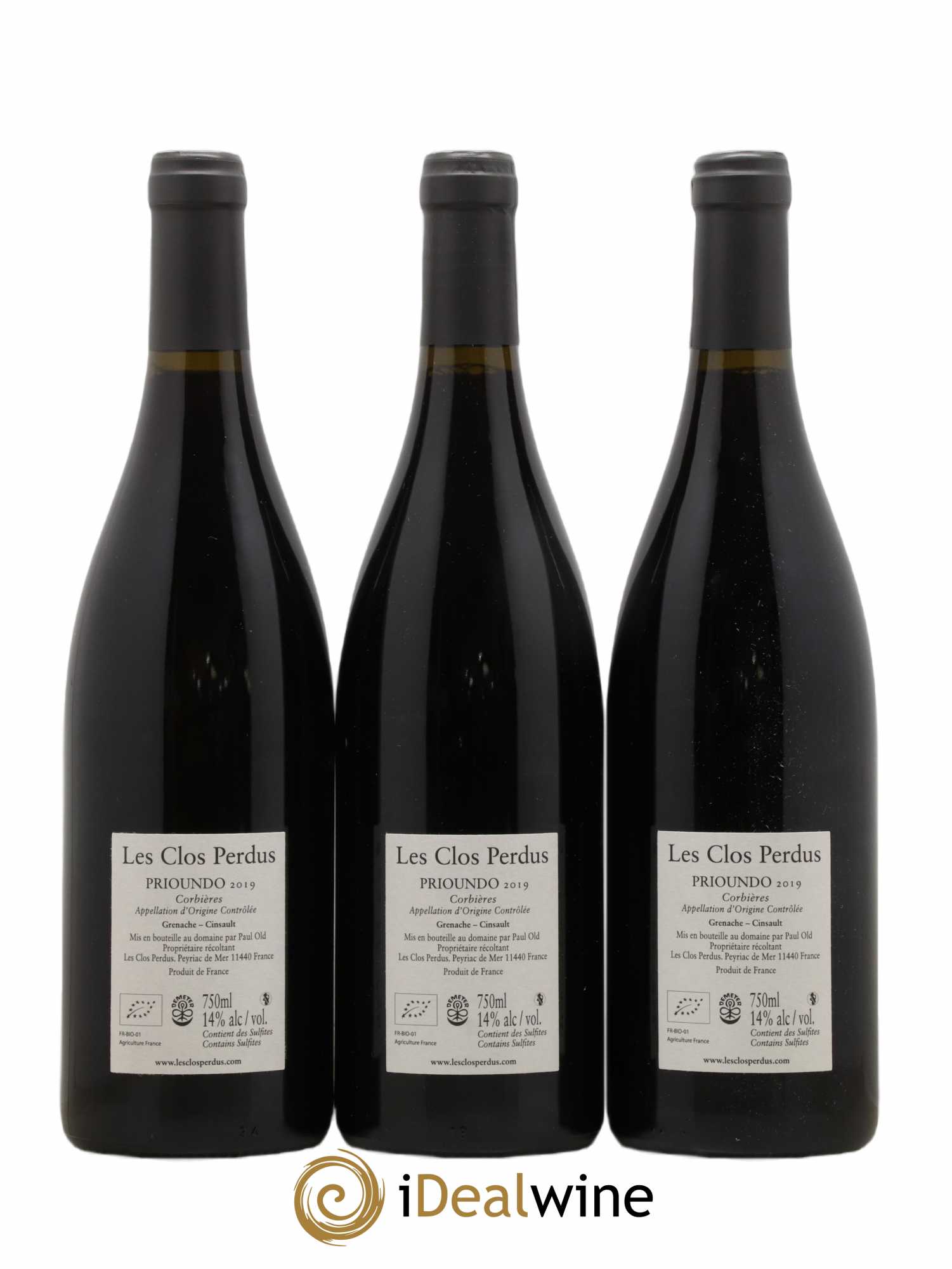 Corbières Les Clos Perdus  Prioundo  (no reserve) 2019 - Lot of 3 bottles - 1