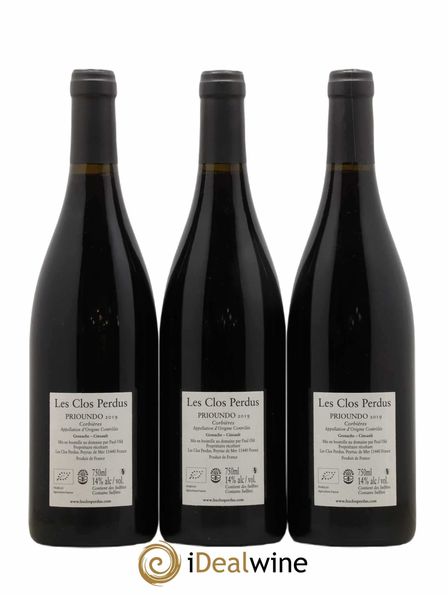 Corbières Les Clos Perdus  Prioundo  (no reserve) 2019 - Lot of 3 bottles - 1