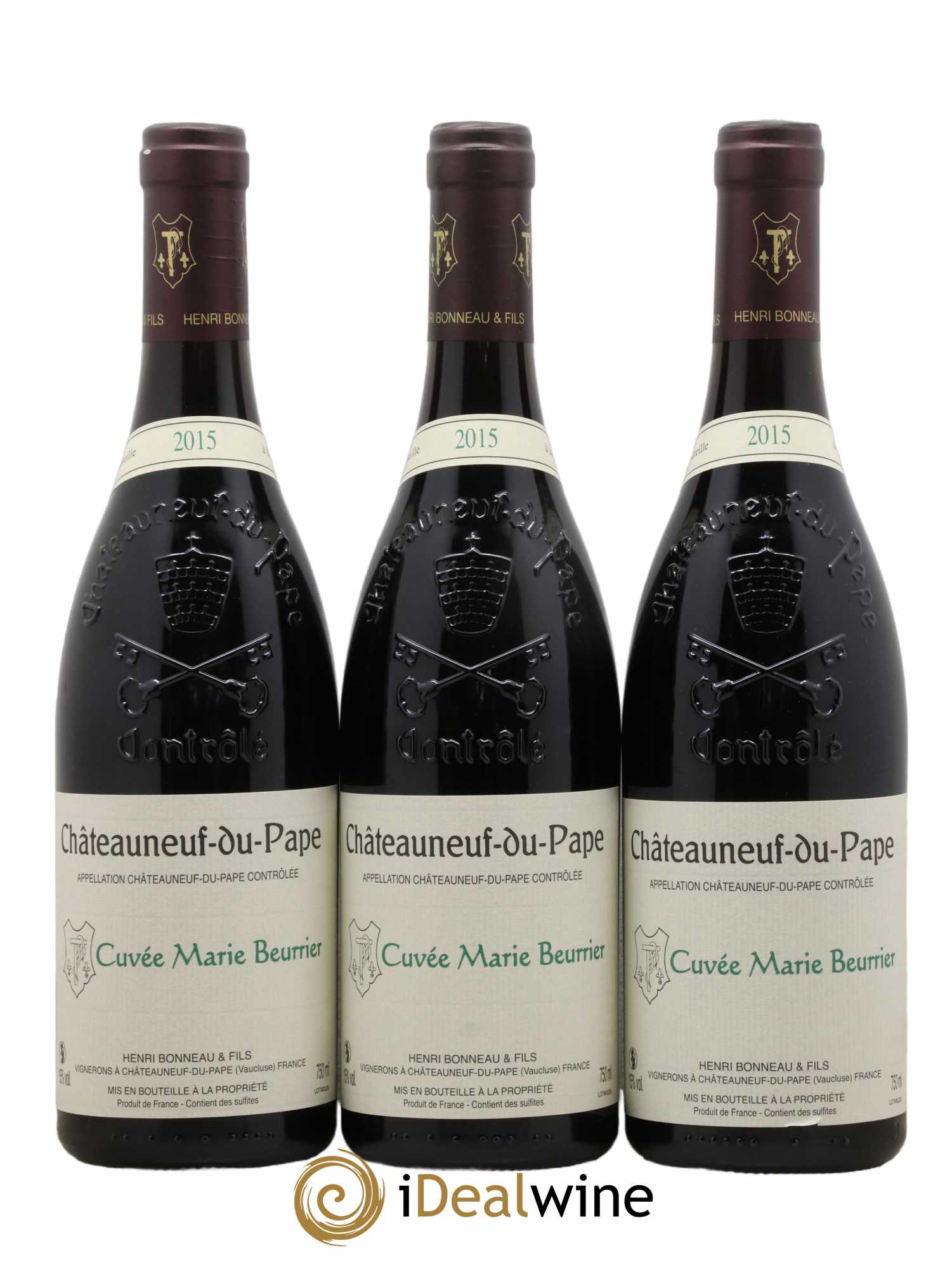 Châteauneuf-du-Pape Marie Beurrier Henri Bonneau & Fils 2015 - Lot de 3 bouteilles - 0