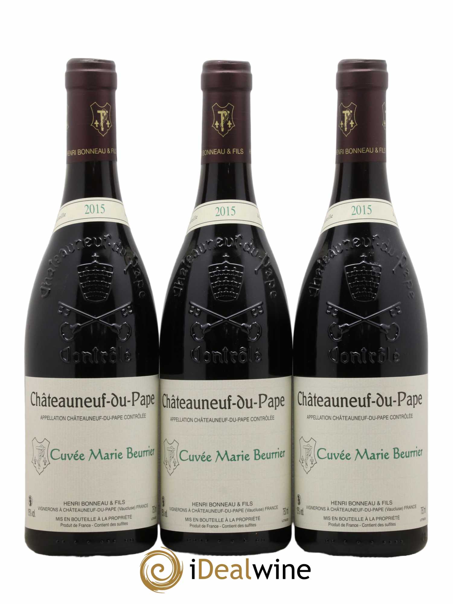 Châteauneuf-du-Pape Marie Beurrier Henri Bonneau & Fils 2015 - Lot de 3 bouteilles - 0
