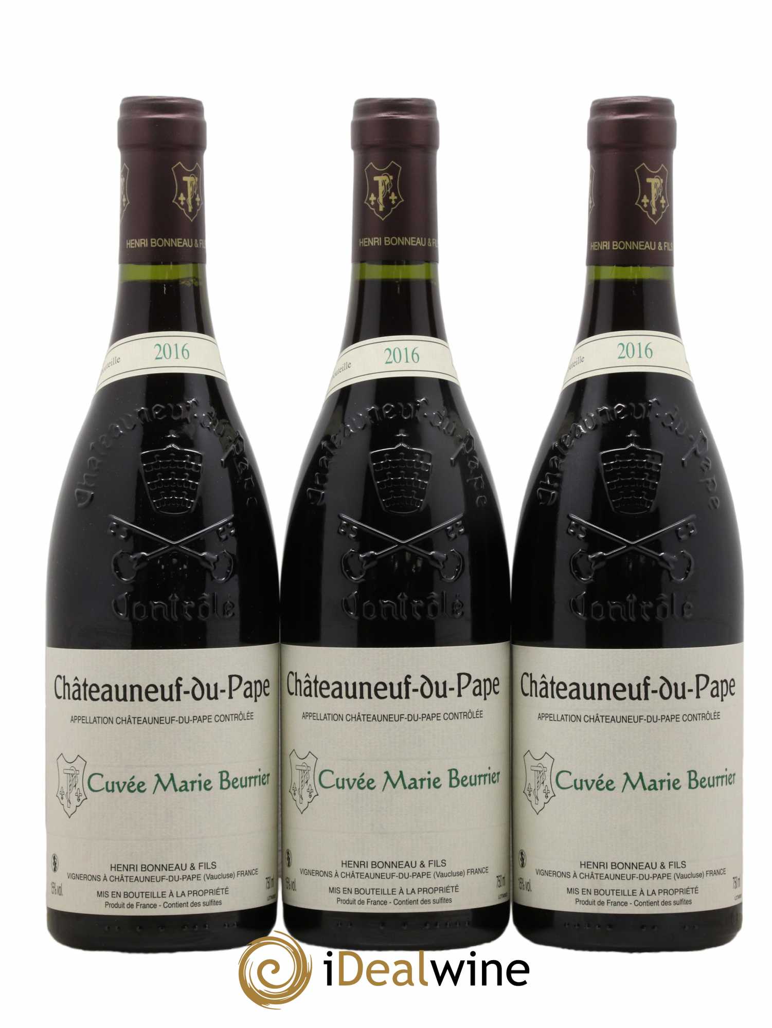 Châteauneuf-du-Pape Marie Beurrier Henri Bonneau & Fils 2016 - Lot de 3 bouteilles - 0