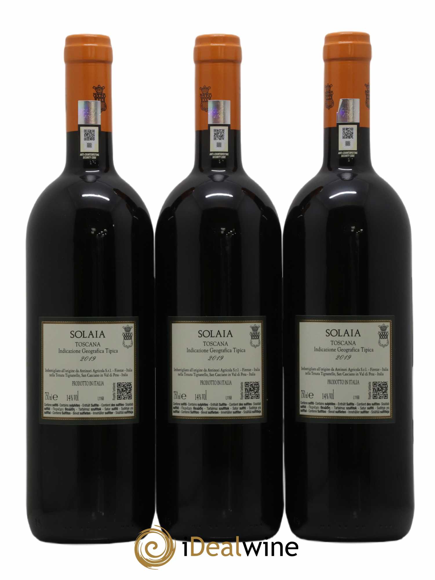 Toscana IGT Solaia Tenuta Tignanello - Marchesi Antinori 2019 - Lot de 3 bouteilles - 1