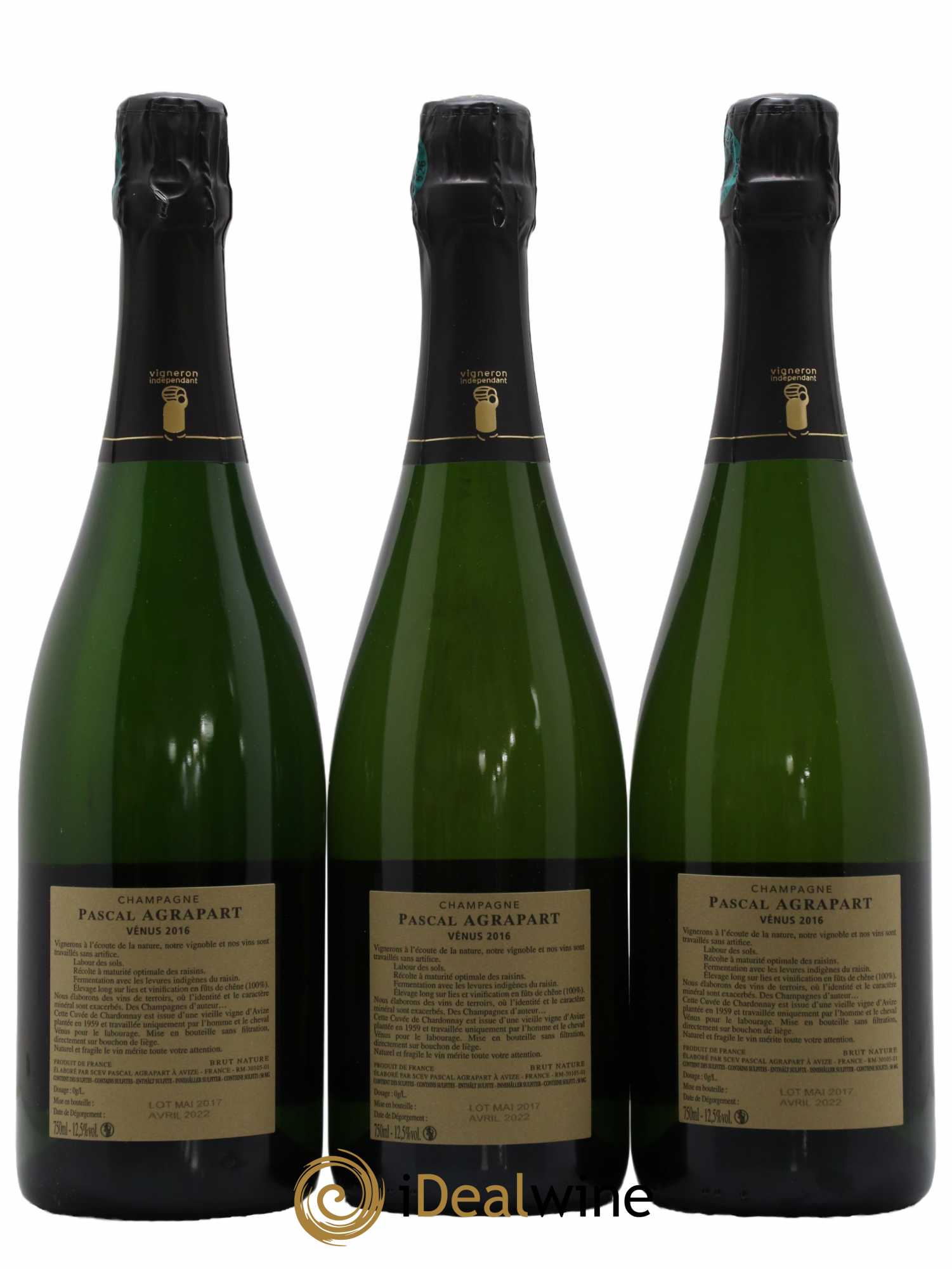 Vénus Blanc de Blancs Brut Nature Pascal Agrapart 2016 - Lot de 3 bouteilles - 1