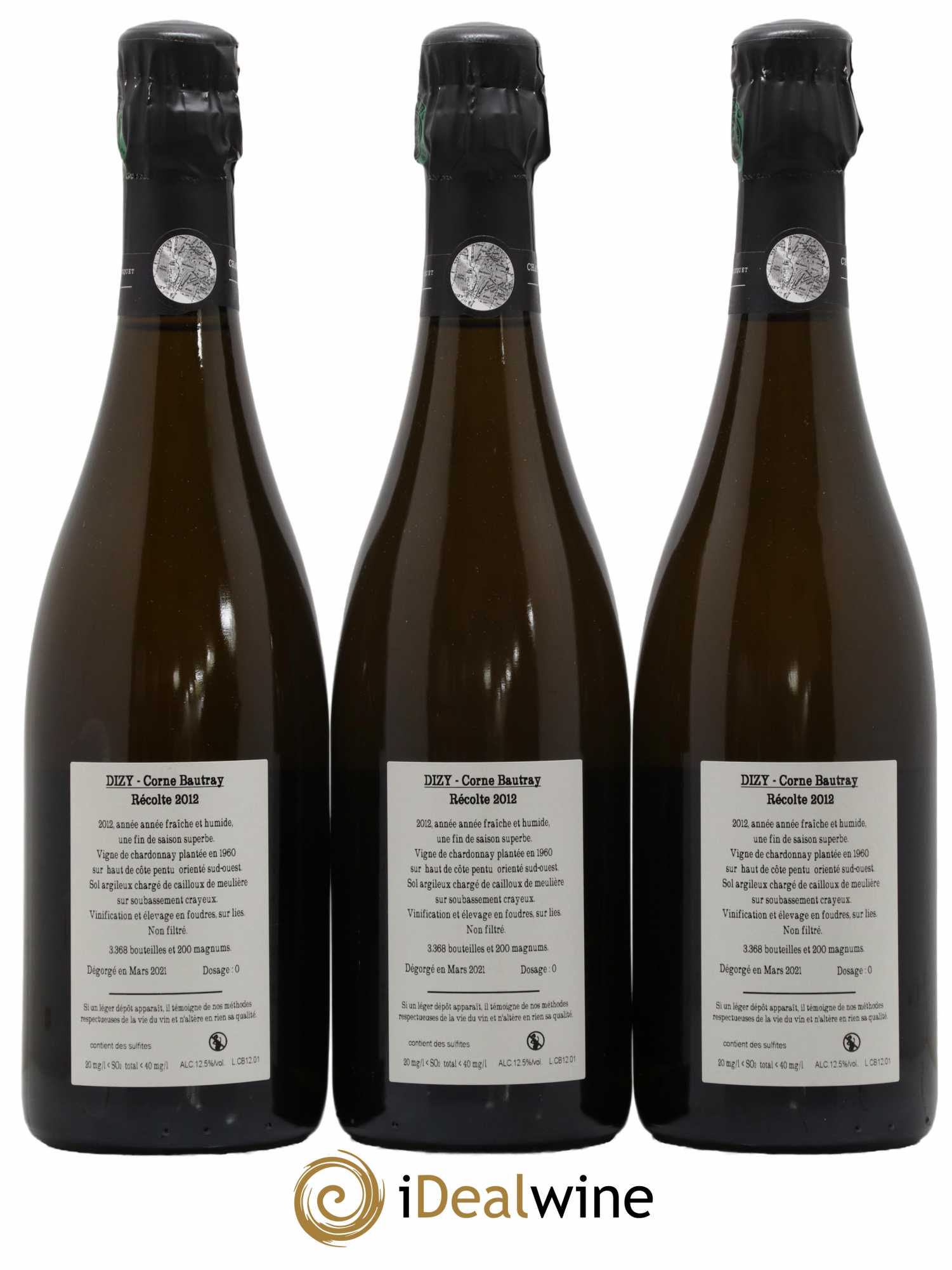 Dizy Corne Bautray Extra-Brut Jacquesson 2012 - Lot de 3 bouteilles - 1