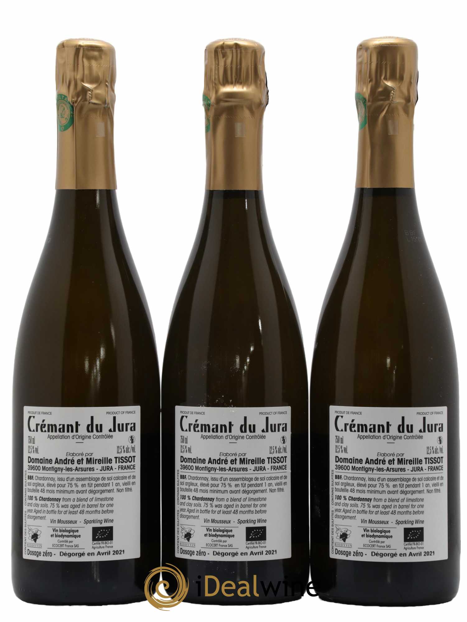 Crémant du Jura BBF Bénédicte et Stéphane Tissot - Lot de 3 bouteilles - 1