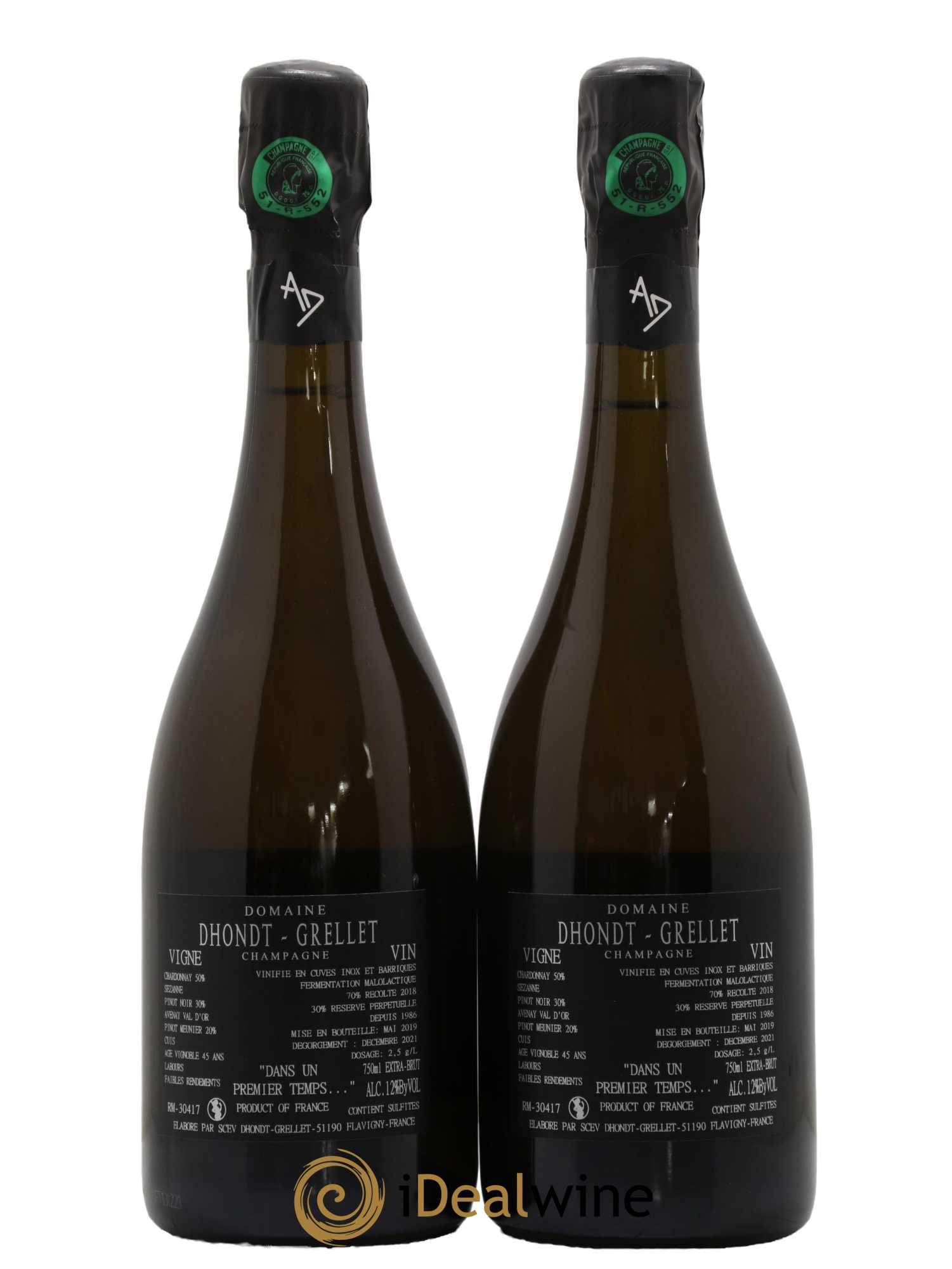 Champagne Dans un premier temps Dhondt Grellet - Lot de 2 bouteilles - 1