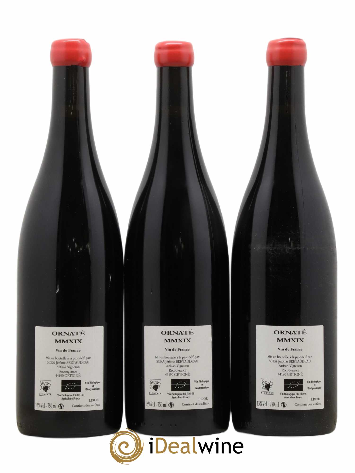 Vin de France Merlot Ornaté Jérôme Bretaudeau - Domaine de Bellevue 2019 - Lot de 3 bouteilles - 1
