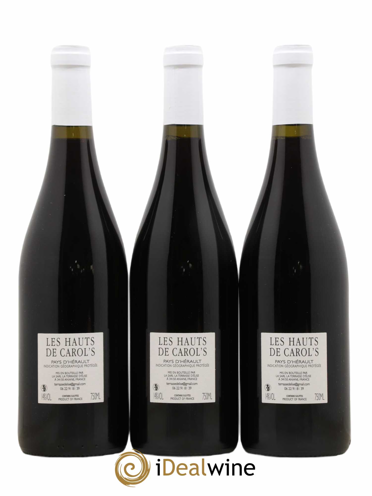 Pays d'Hérault Les Hauts de Carol's Terrasse d'Elise (Domaine de la) 2019 - Lot de 3 bouteilles - 1