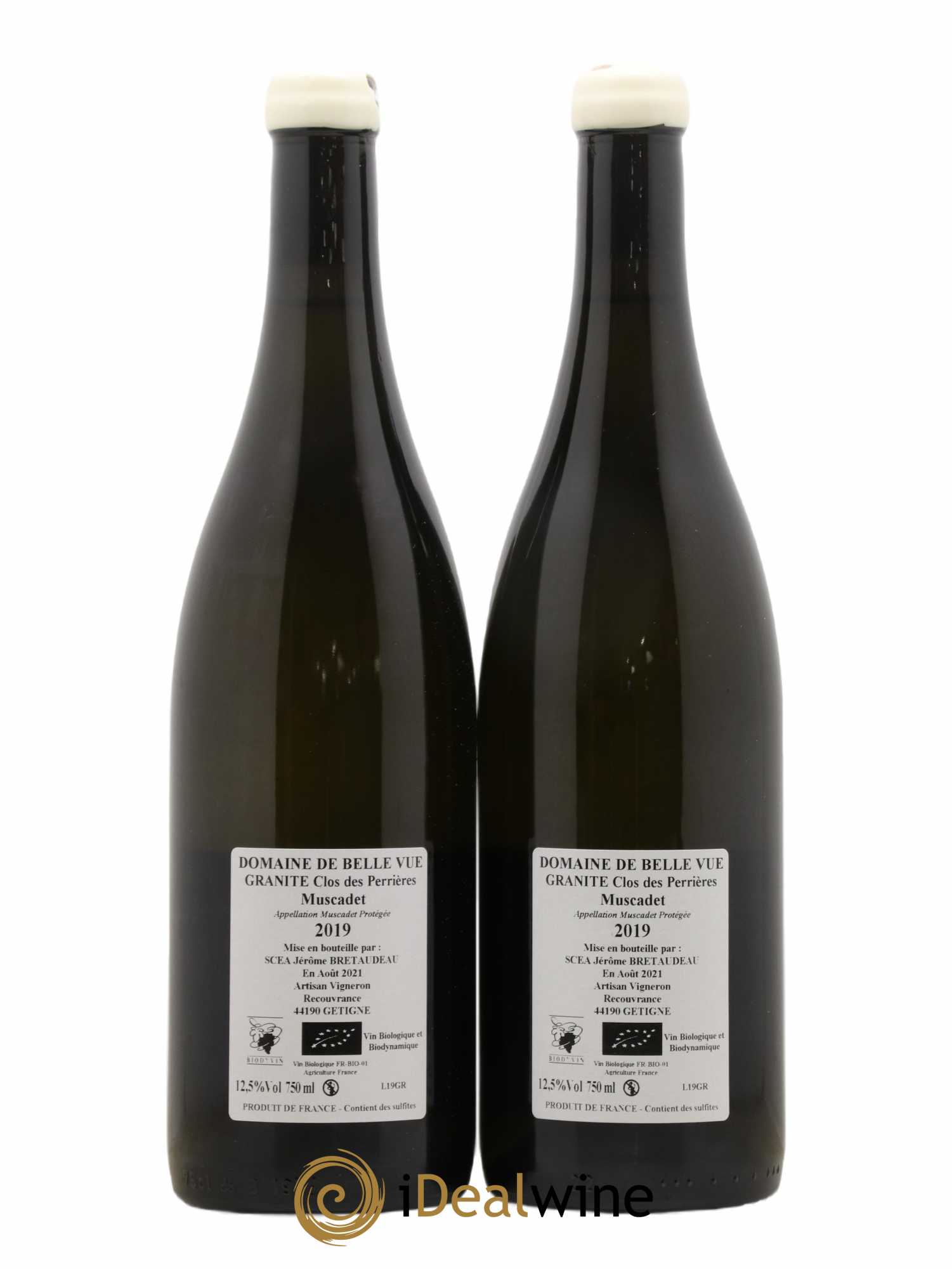 Muscadet-Sèvre-et-Maine Granite Clos des Perrières Jérôme Bretaudeau - Domaine de Bellevue  (sans prix de réserve) 2019 - Lot de 2 bouteilles - 1