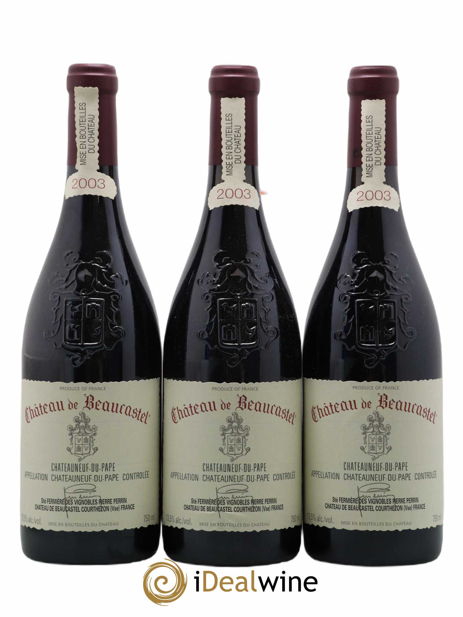 Châteauneuf-du-Pape Château de Beaucastel Famille Perrin 2003 - Lot de 3 bouteilles - 0