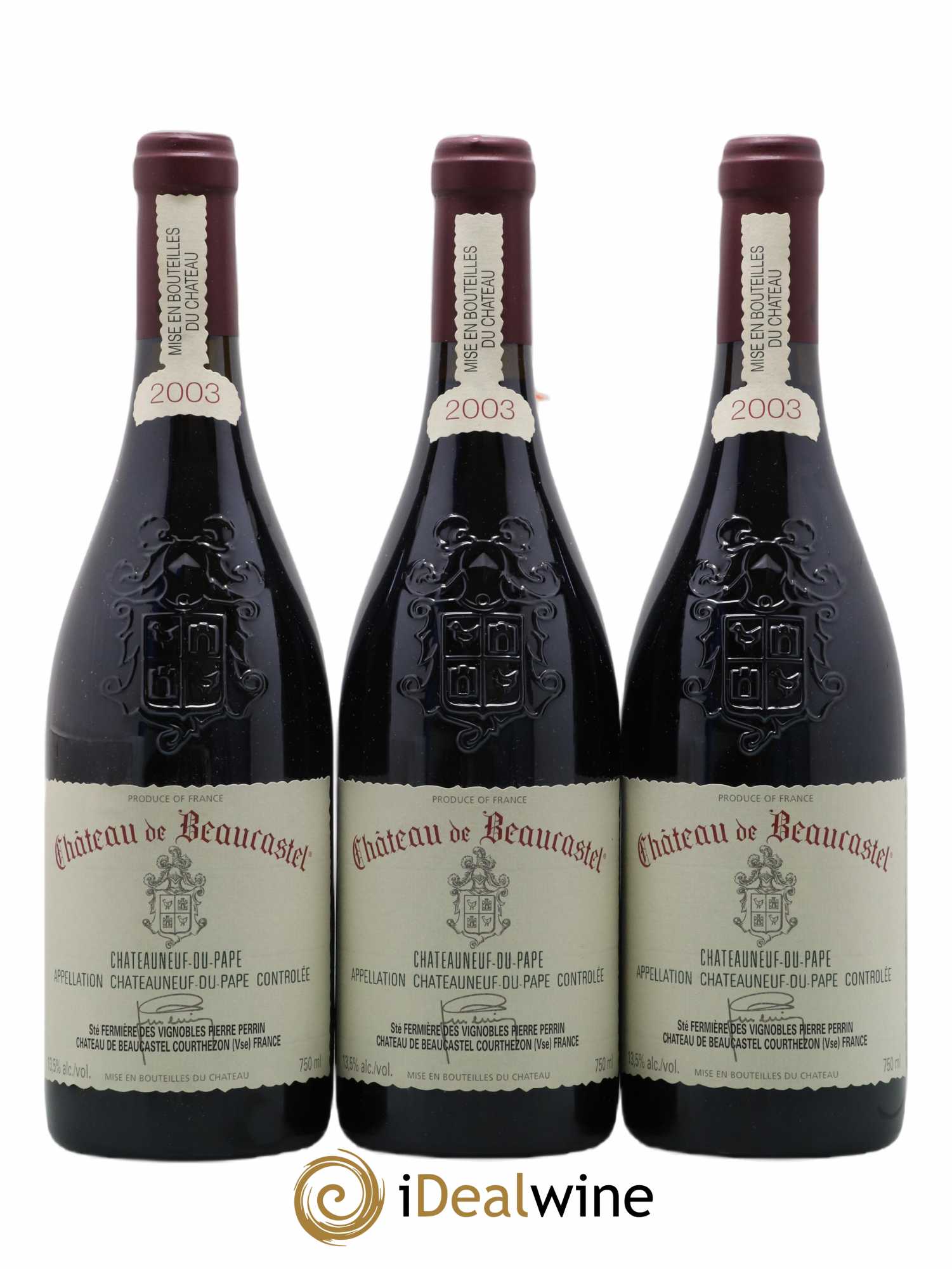 Châteauneuf-du-Pape Château de Beaucastel Famille Perrin 2003 - Lot de 3 bouteilles - 0