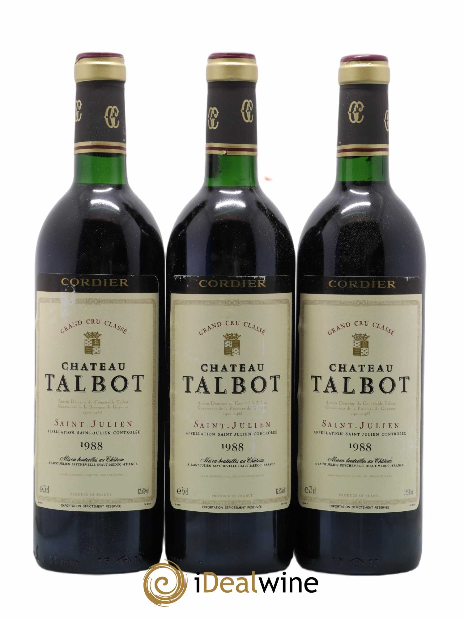 Château Talbot 4ème Grand Cru Classé 1988 - Lot de 3 bouteilles - 0