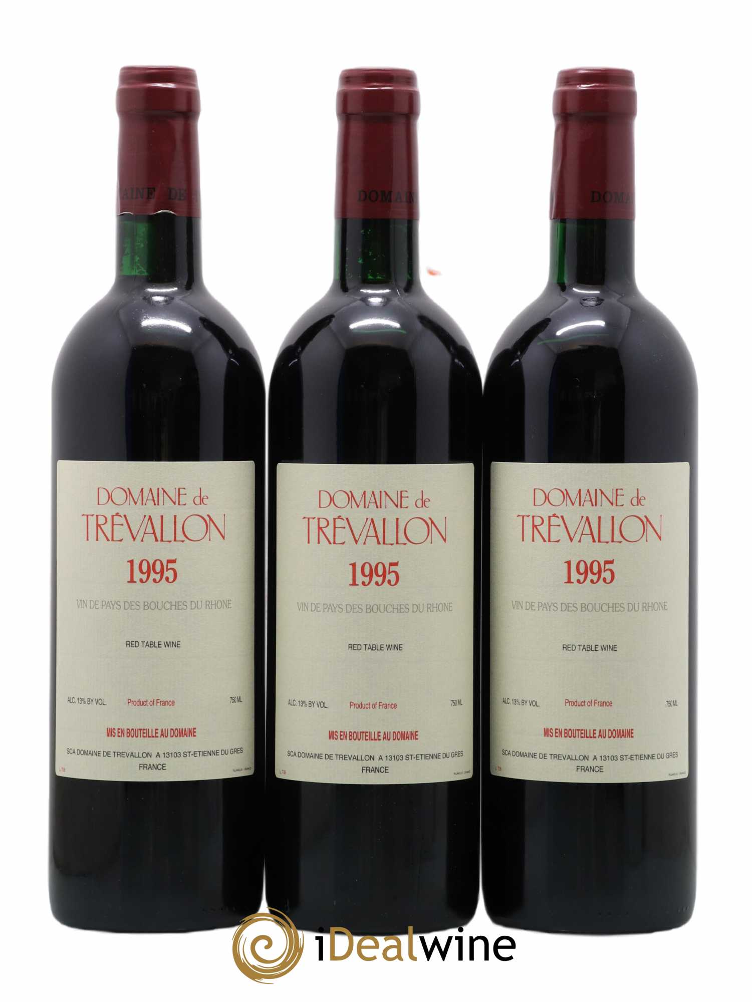 VDP Bouches du Rhône Trévallon (Domaine de) Eloi Dürrbach 1995 - Lot de 3 bouteilles - 0
