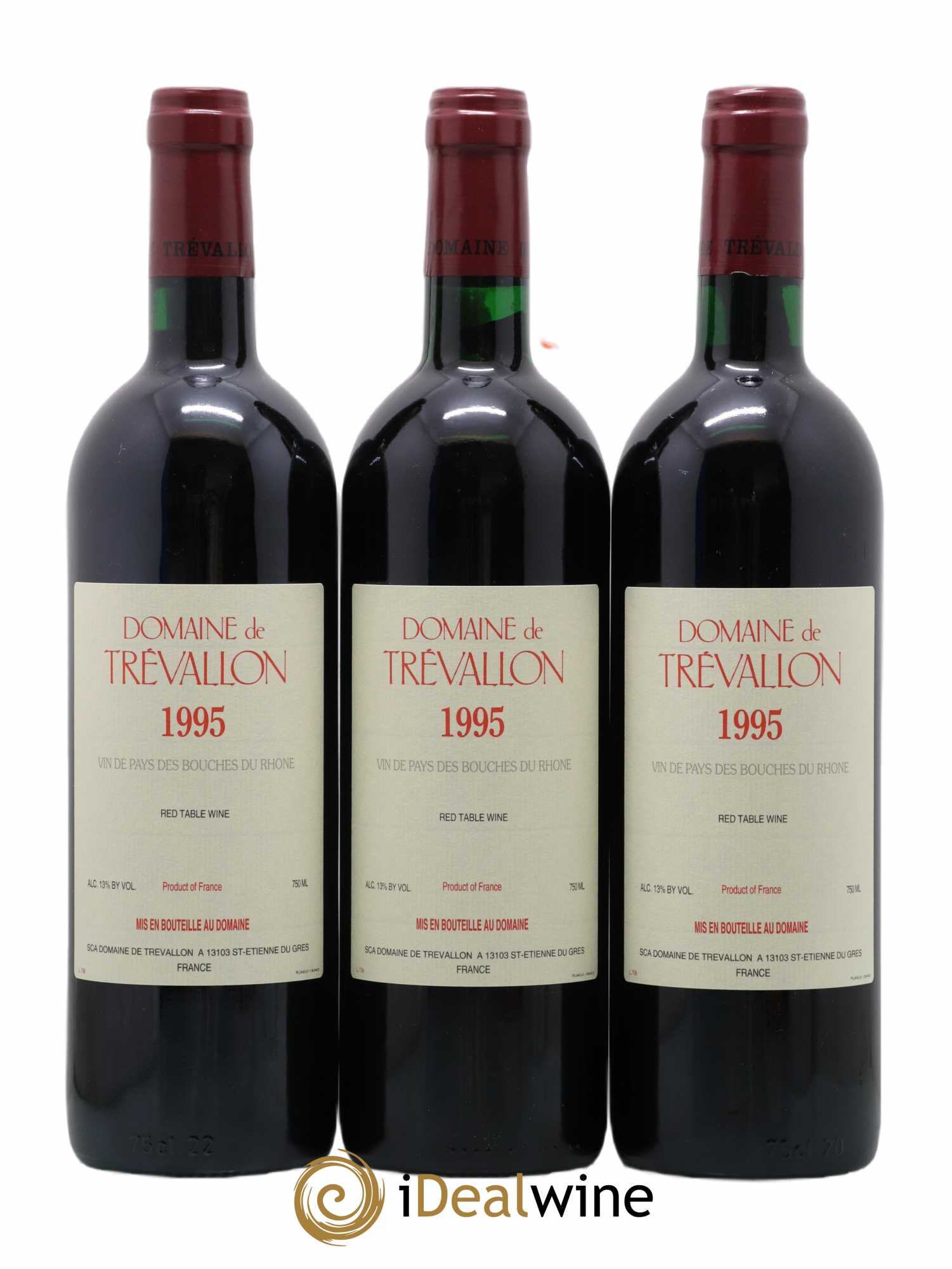 VDP Bouches du Rhône Trévallon (Domaine de) Eloi Dürrbach 1995 - Lot de 3 bouteilles - 0