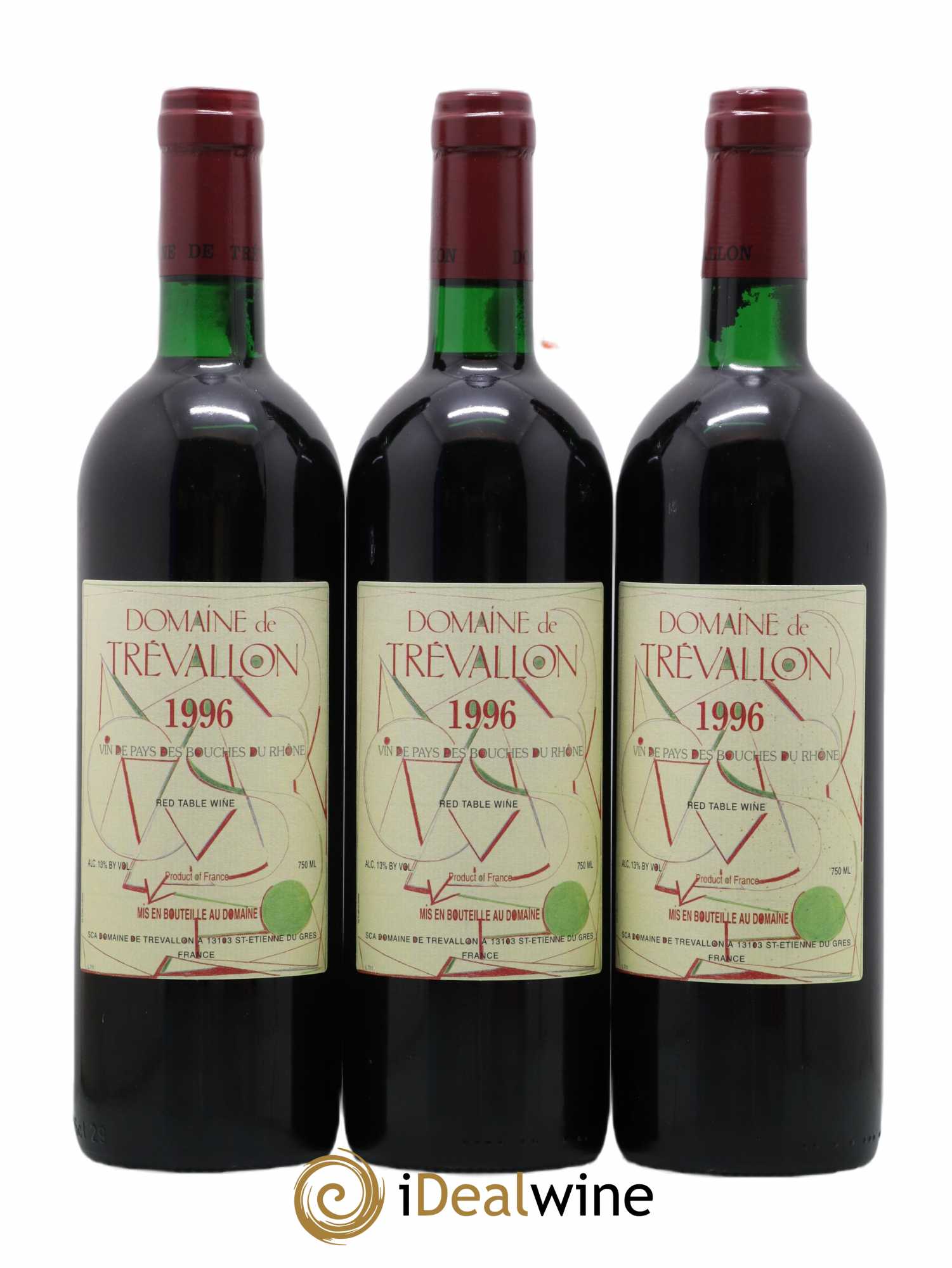 VDP Bouches du Rhône Trévallon (Domaine de) Eloi Dürrbach 1996 - Lot de 3 bouteilles - 0