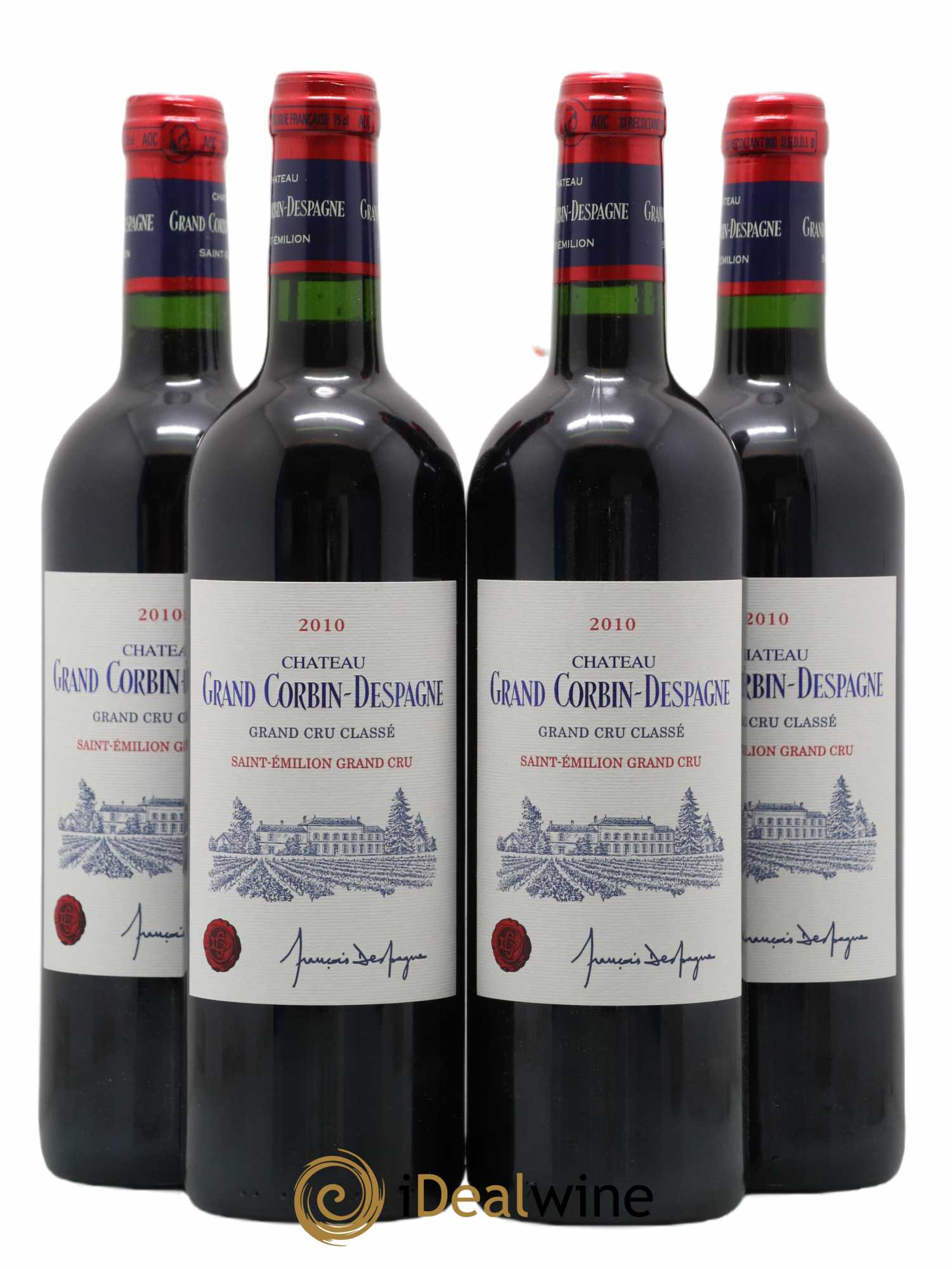 Château Grand Corbin Grand Cru Classé 2010 - Lot de 4 bouteilles - 0