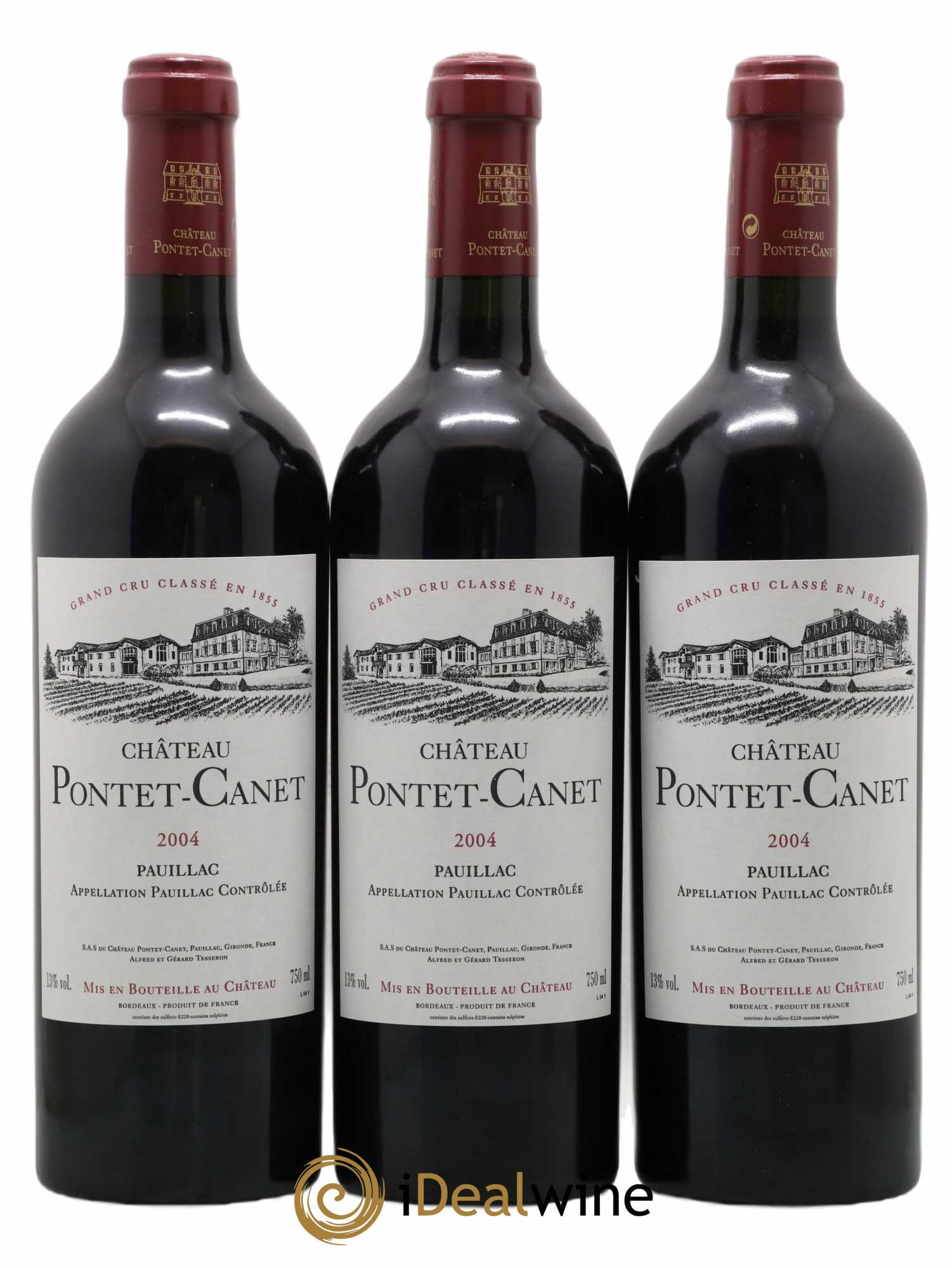 Château Pontet Canet 5ème Grand Cru Classé 2004 - Lot de 3 bouteilles - 0