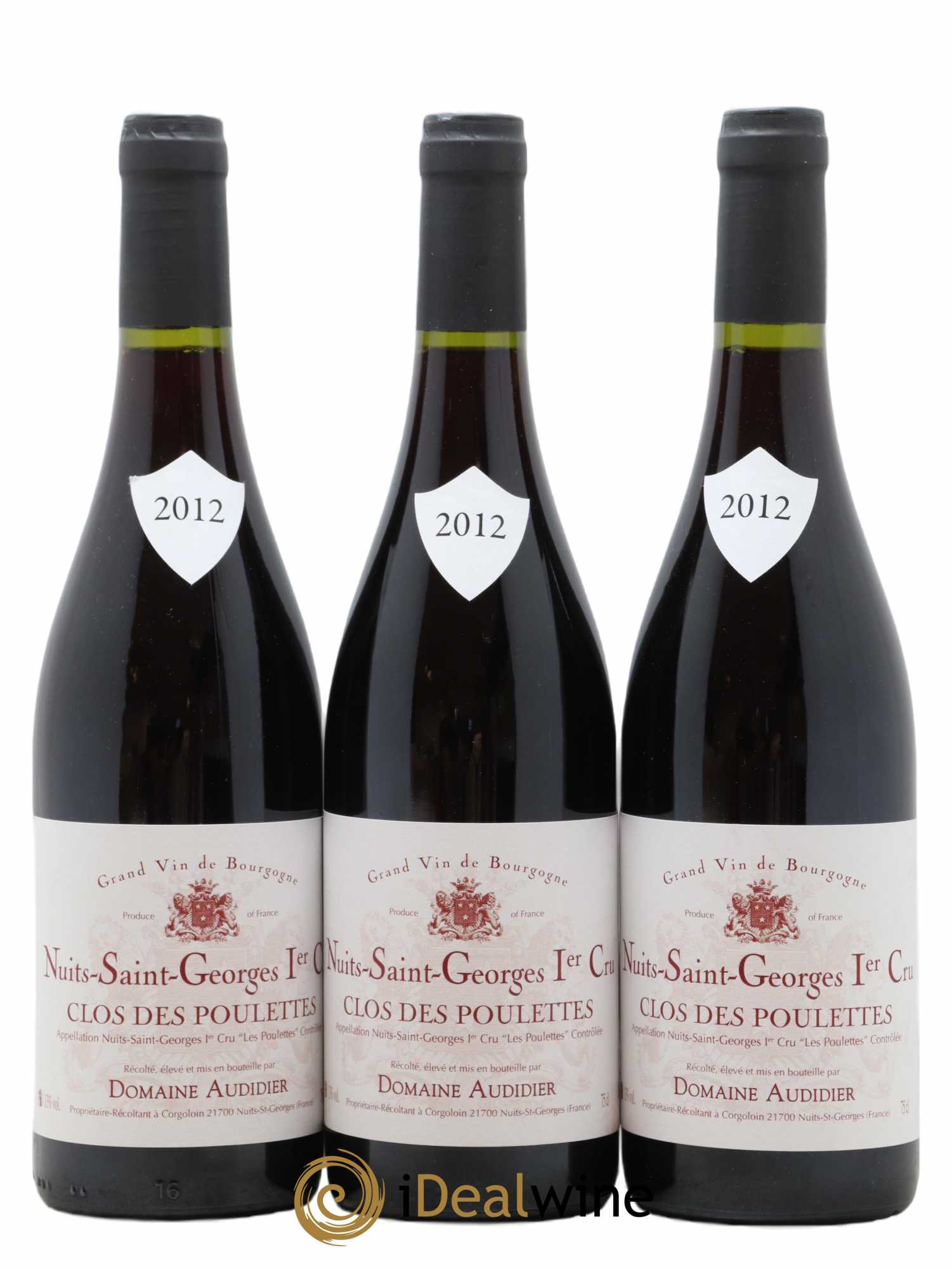 Nuits-Saint-Georges 1er Cru Clos Des Poulettes Domaine Audidier 2012 - Lotto di 3 bottiglie - 0