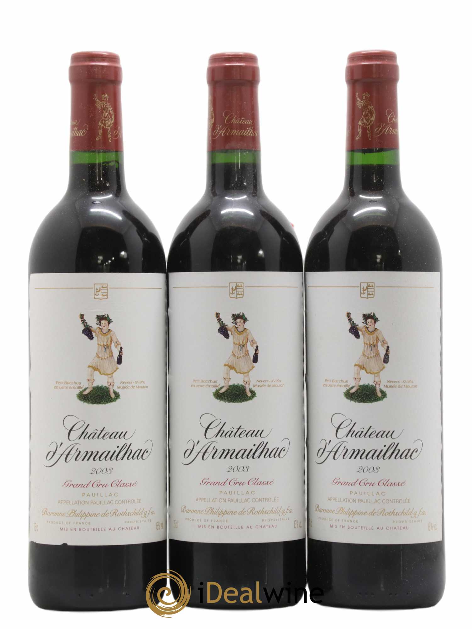 Château d' Armailhac - Mouton Baron(ne) Philippe 5ème Grand Cru Classé  2003 - Lot de 12 bouteilles - 1