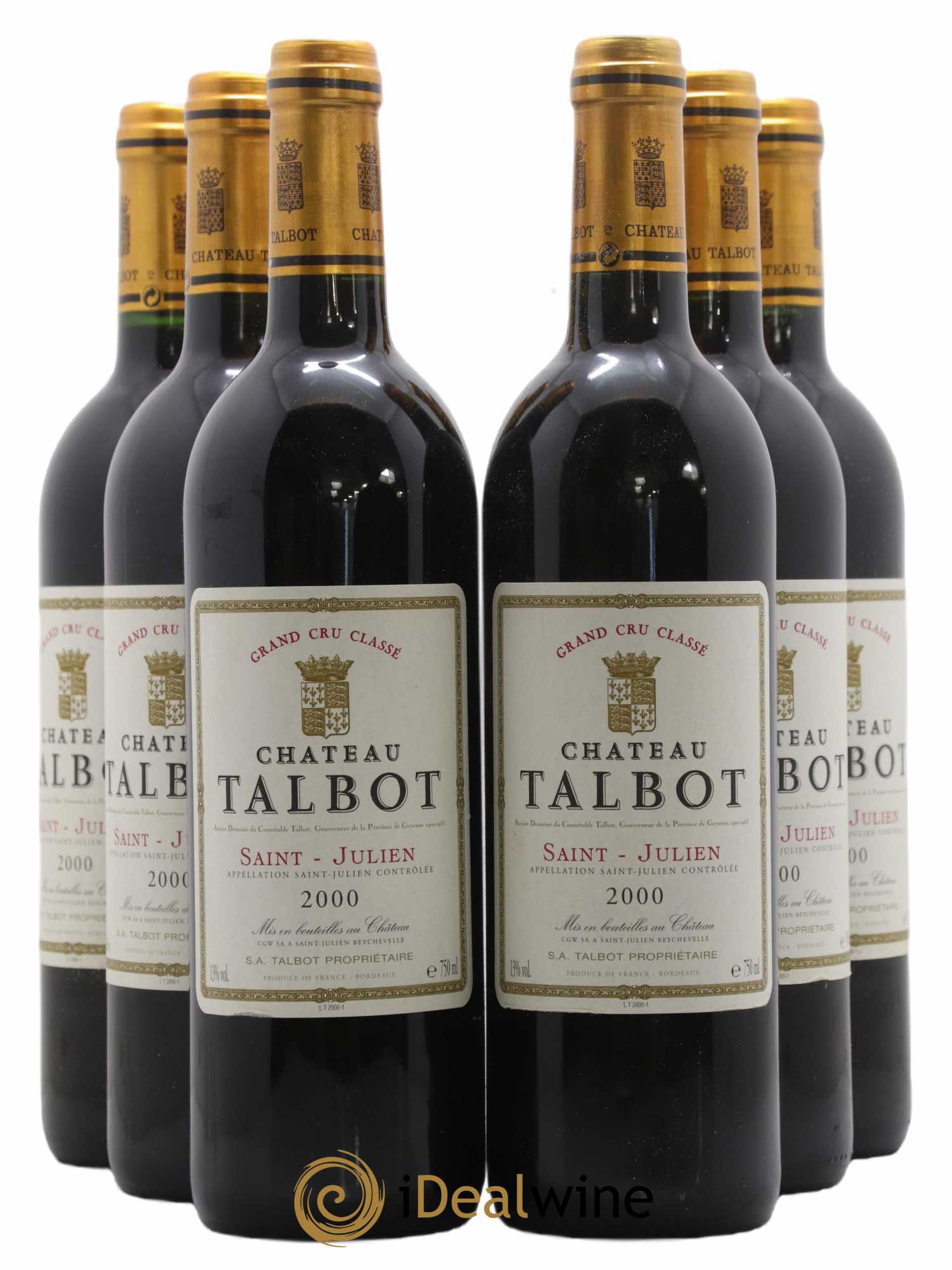 Château Talbot 4ème Grand Cru Classé 2000 - Lot de 6 bouteilles - 0
