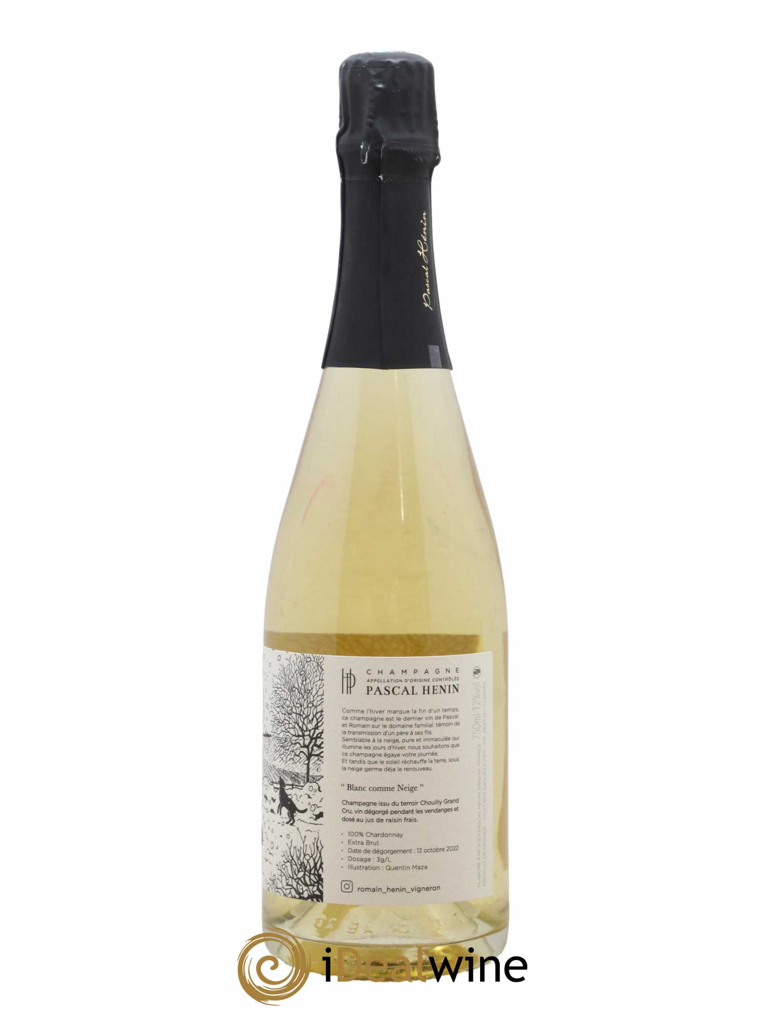 Champagne Grand Cru Blanc de Blancs Comme Neige Extra Brut Edition Quentin Maza Pascal et Romain Henin - Lot de 1 bouteille - 1