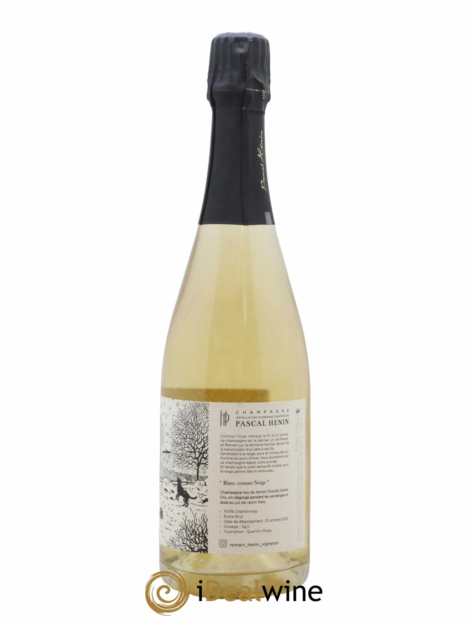 Champagne Grand Cru Blanc de Blancs Comme Neige Extra Brut Edition Quentin Maza Pascal et Romain Henin - Lot de 1 bouteille - 1