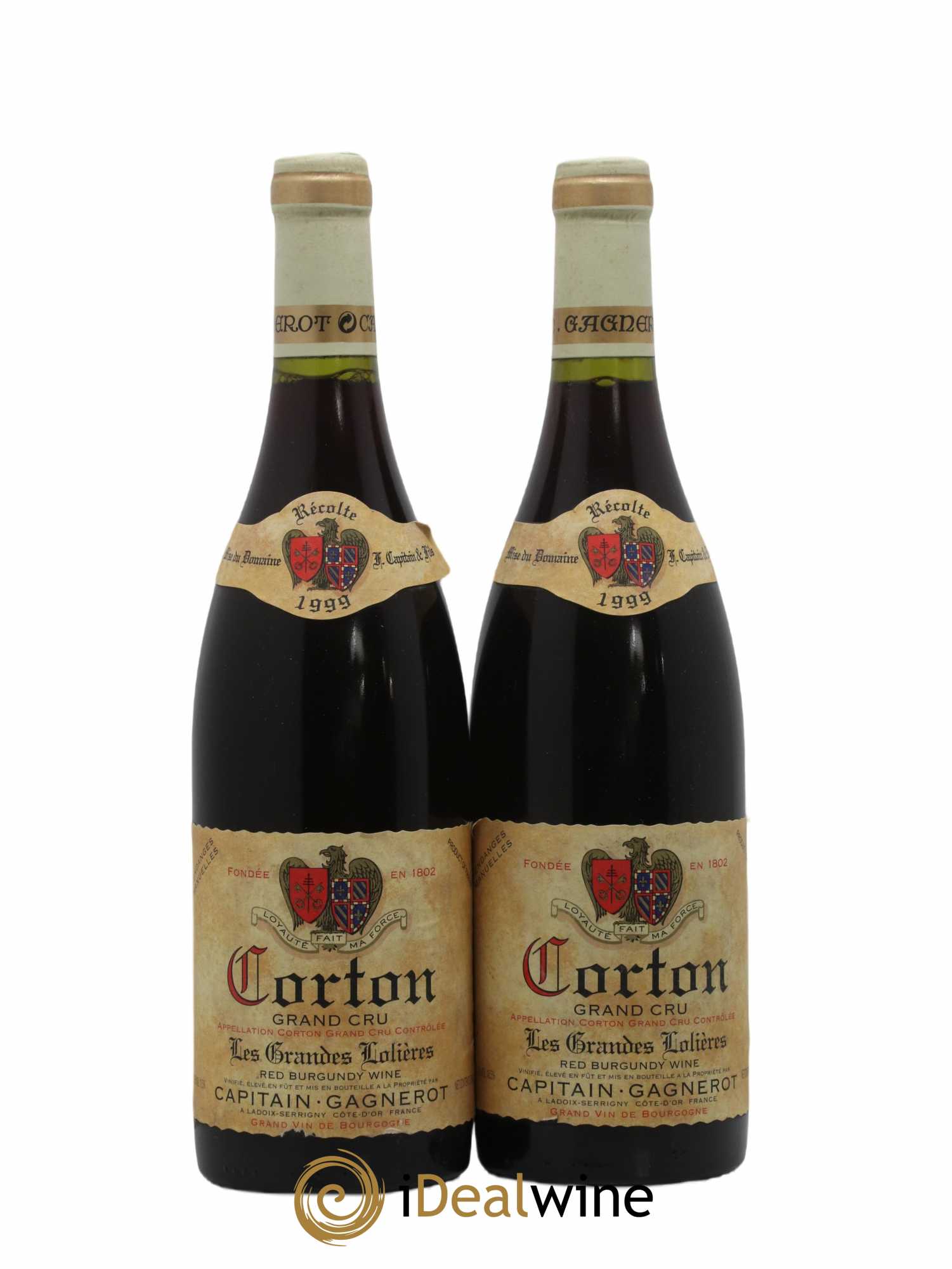 Corton Grand Cru Les Grandes Lolieres Capitain Gagnerot 1999 - Lot de 2 bouteilles - 0