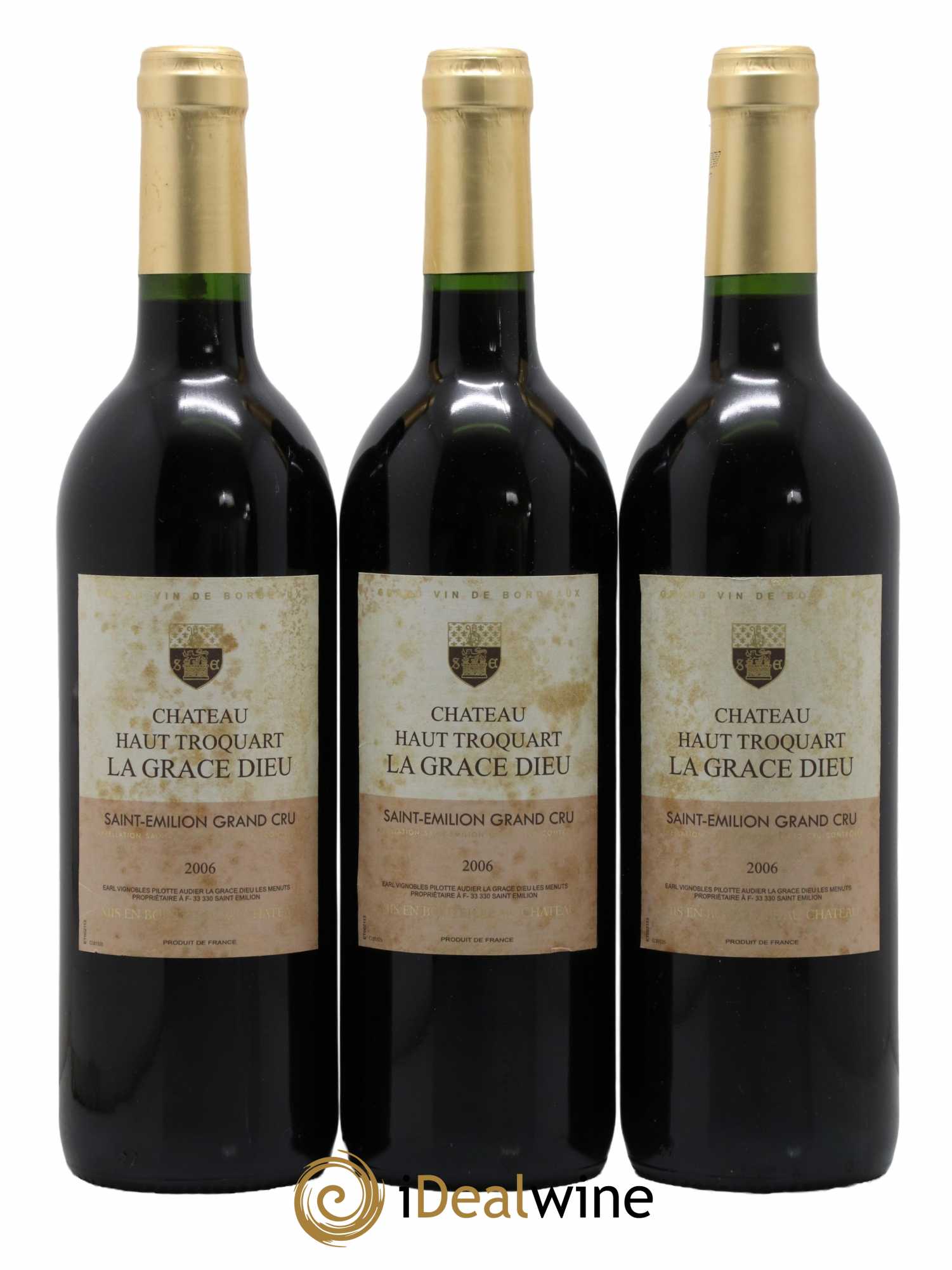 Saint-Émilion Grand Cru Haut Troquart La Grace Dieu 2006 - Lot de 3 bouteilles - 0