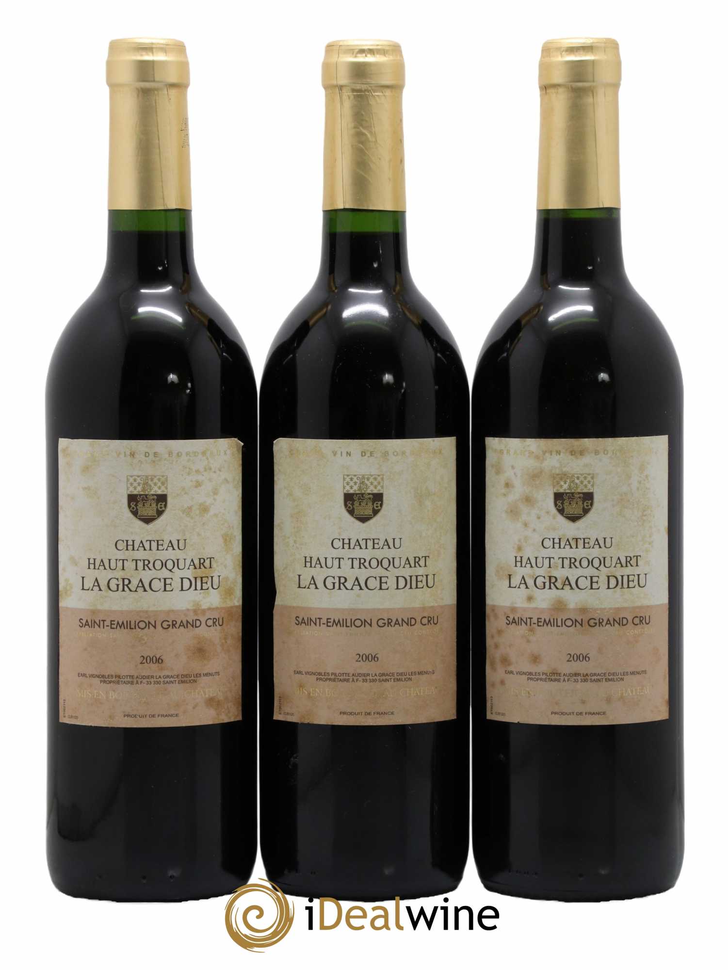 Saint-Émilion Grand Cru Haut Troquart La Grace Dieu 2006 - Lot de 3 bouteilles - 0