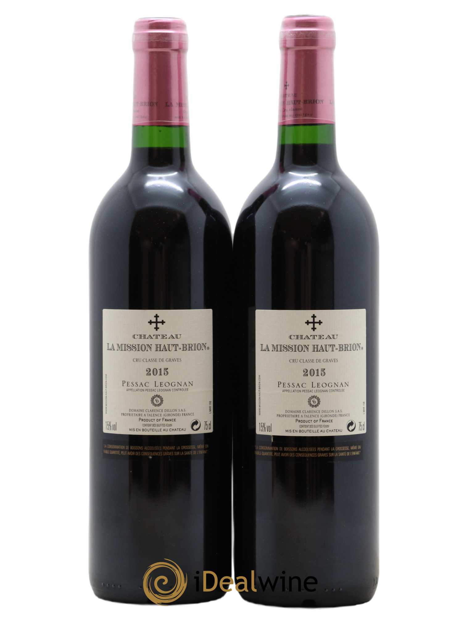 Château la Mission Haut-Brion Cru Classé de Graves  2015 - Lot of 2 bottles - 1