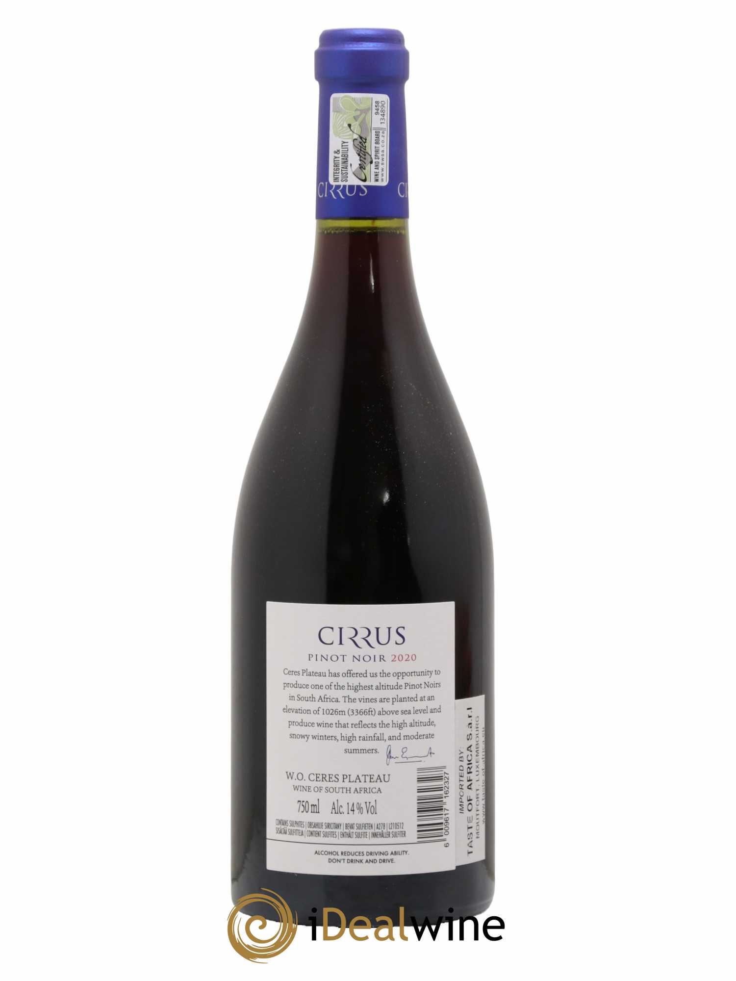 Afrique du Sud Pinot Noir Cirrus Ceres Plateau 2020 - Lot de 1 bouteille - 1